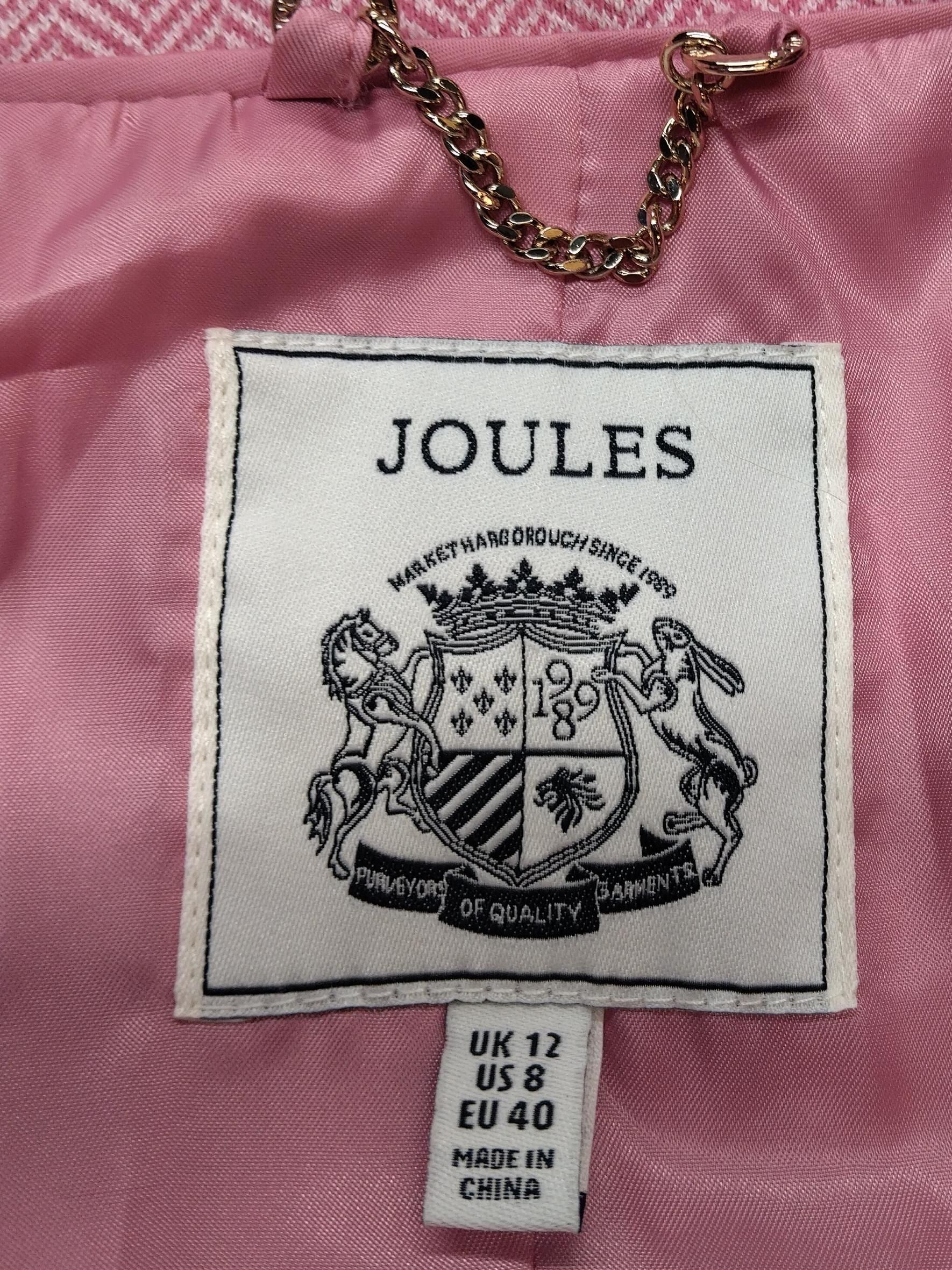 Joules Women's Blazer UK 12 Pink Cotton with Nylon, Polyester Overcoat - Image 5