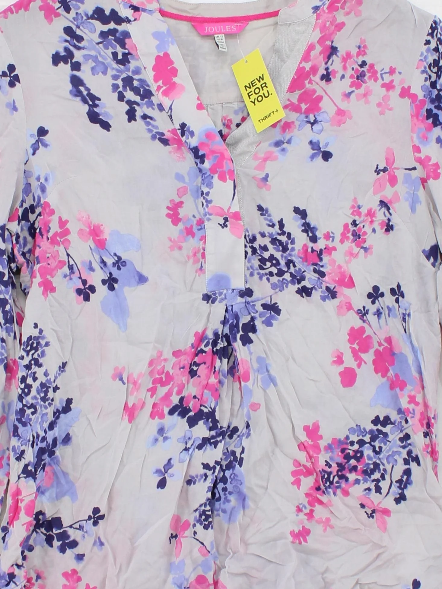Joules Women's Blouse M Multi Floral 100% Viscose Long Sleeve V-Neck Basic - Image 3