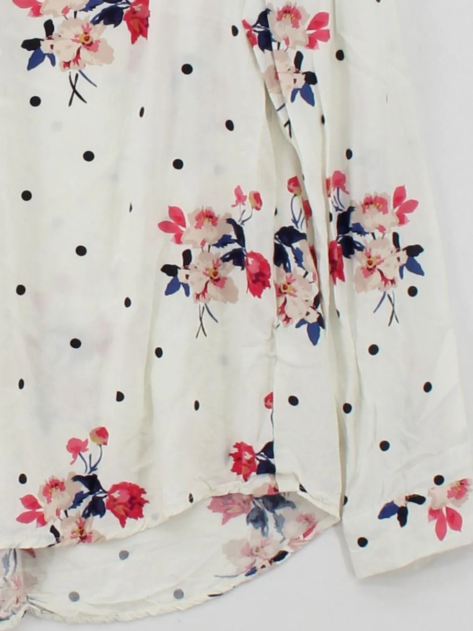 Joules Women's Blouse M White Floral 100% Viscose Long Sleeve V-Neck Basic - Image 4