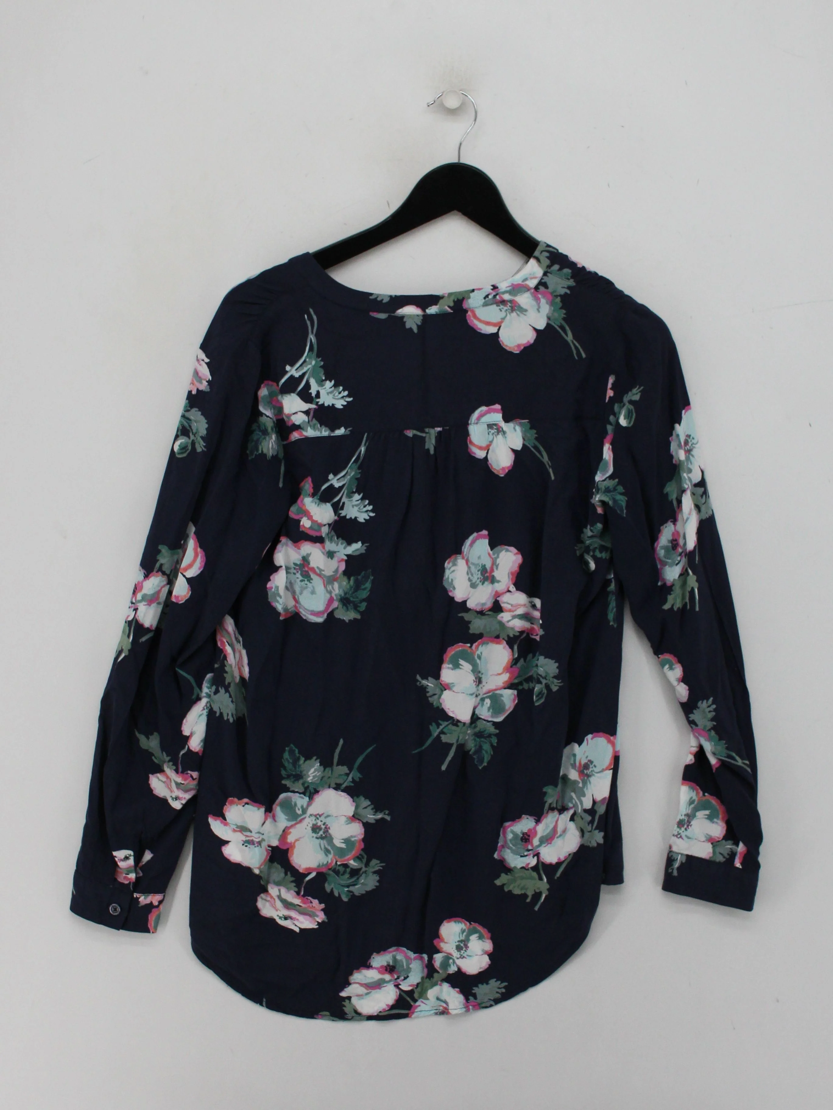 Joules Women's Blouse UK 10 Blue Floral 100% Other Long Sleeve Collared Basic - Image 2