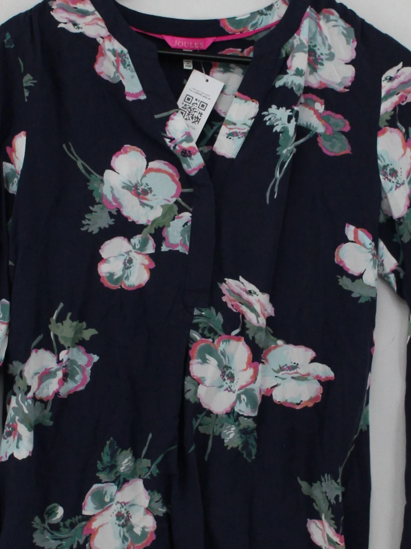 Joules Women's Blouse UK 10 Blue Floral 100% Other Long Sleeve Collared Basic - Image 3