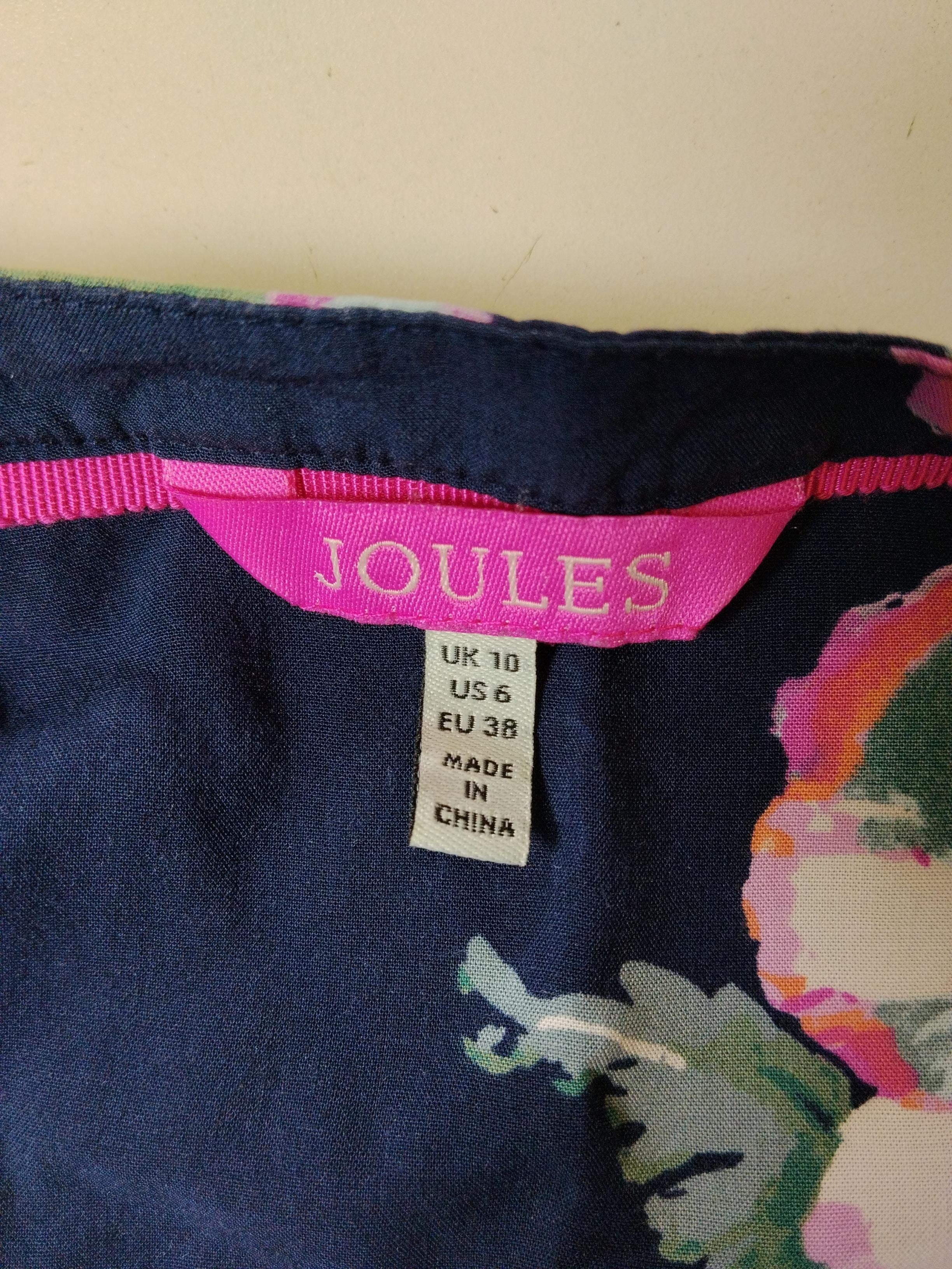 Joules Women's Blouse UK 10 Blue Floral 100% Other Long Sleeve Collared Basic - Image 5