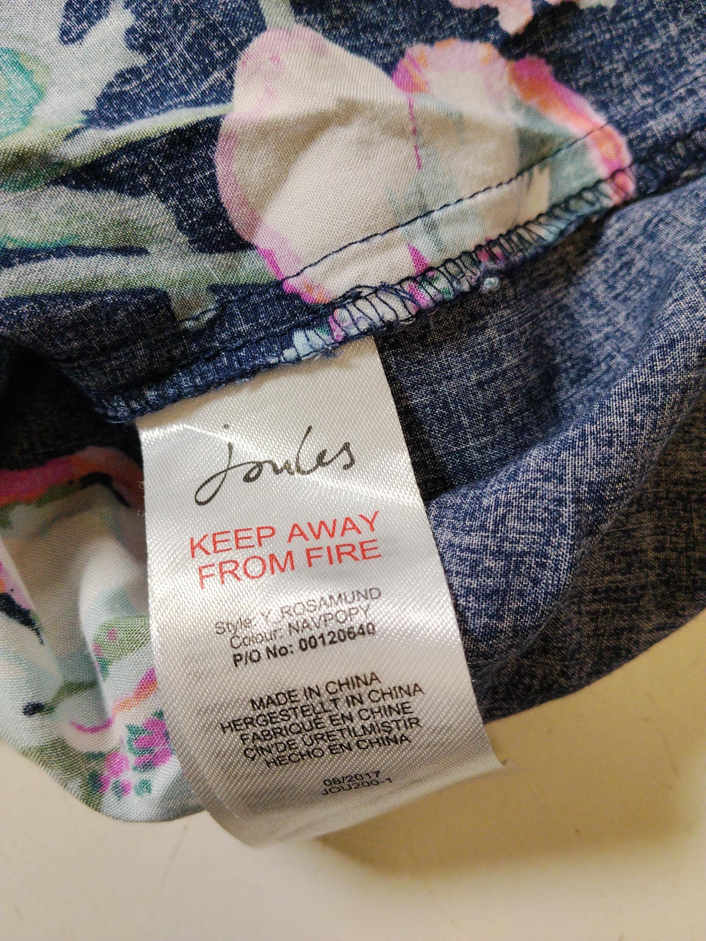 Joules Women's Blouse UK 10 Blue Floral 100% Other Long Sleeve Collared Basic - Image 6