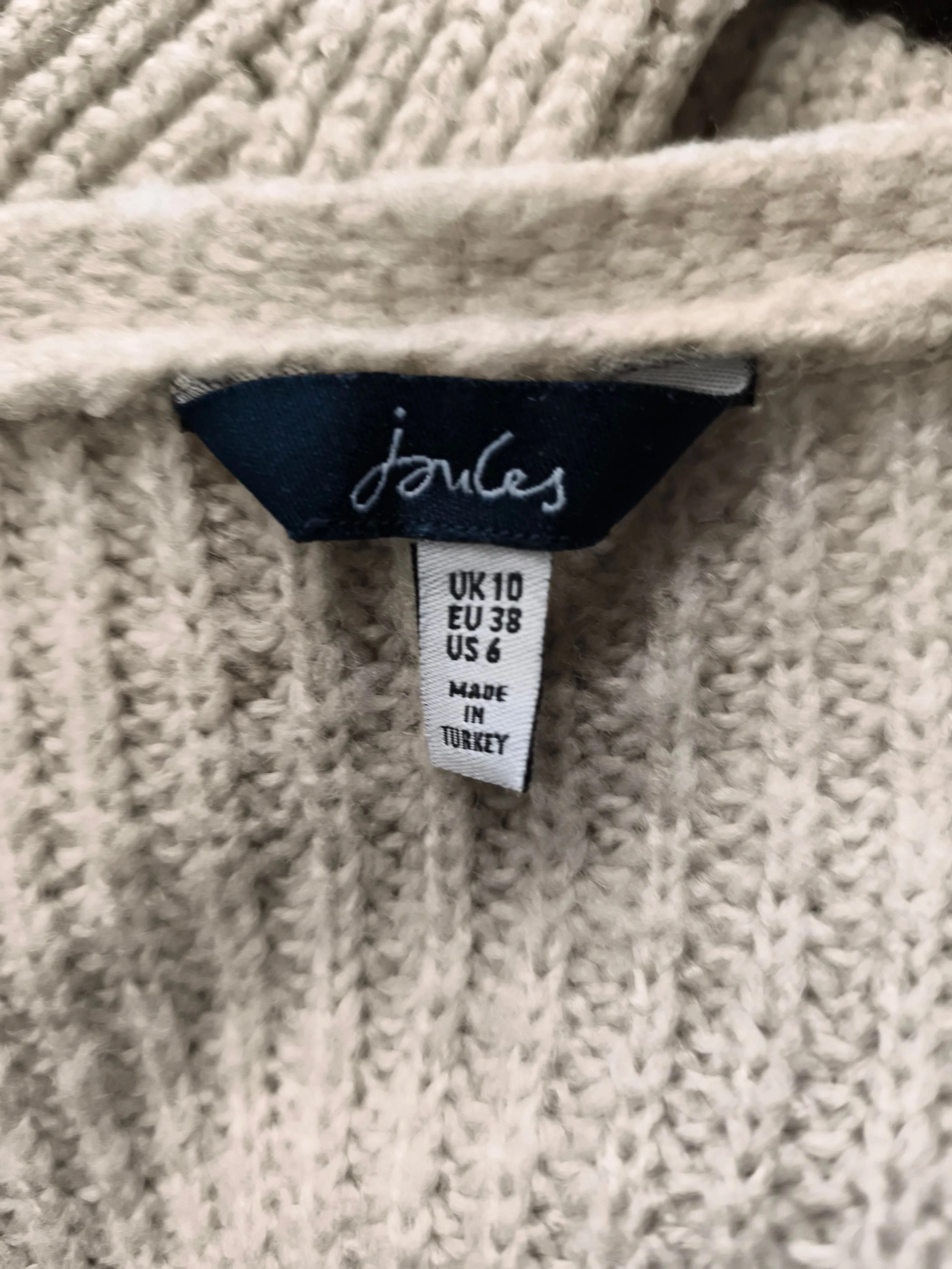 Joules Women's Cardigan UK 10 Tan Acrylic with Polyester V-Neck Cardigan - Image 5