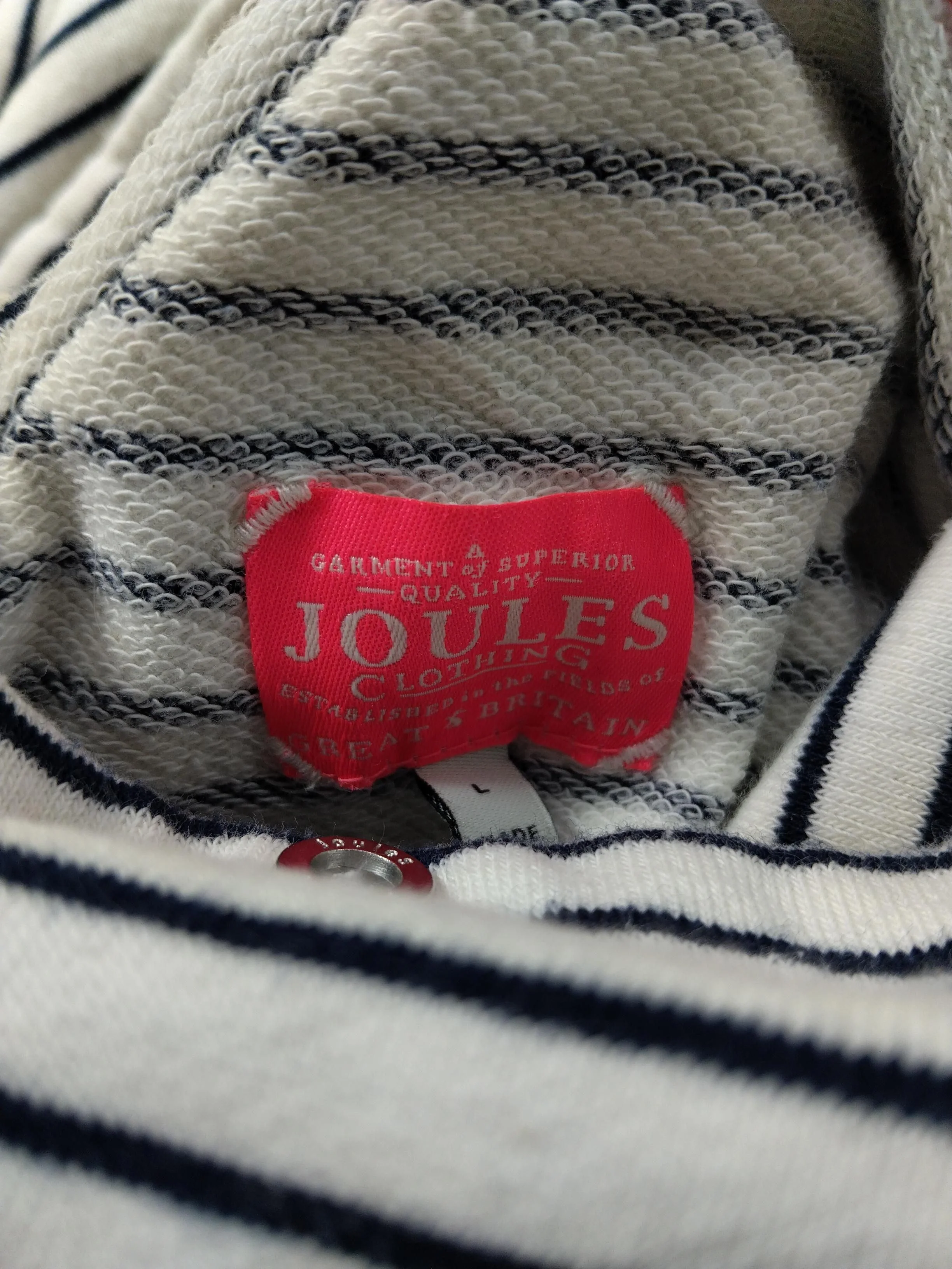 Joules Women's Coat L White Striped 100% Cotton Overcoat - Image 6