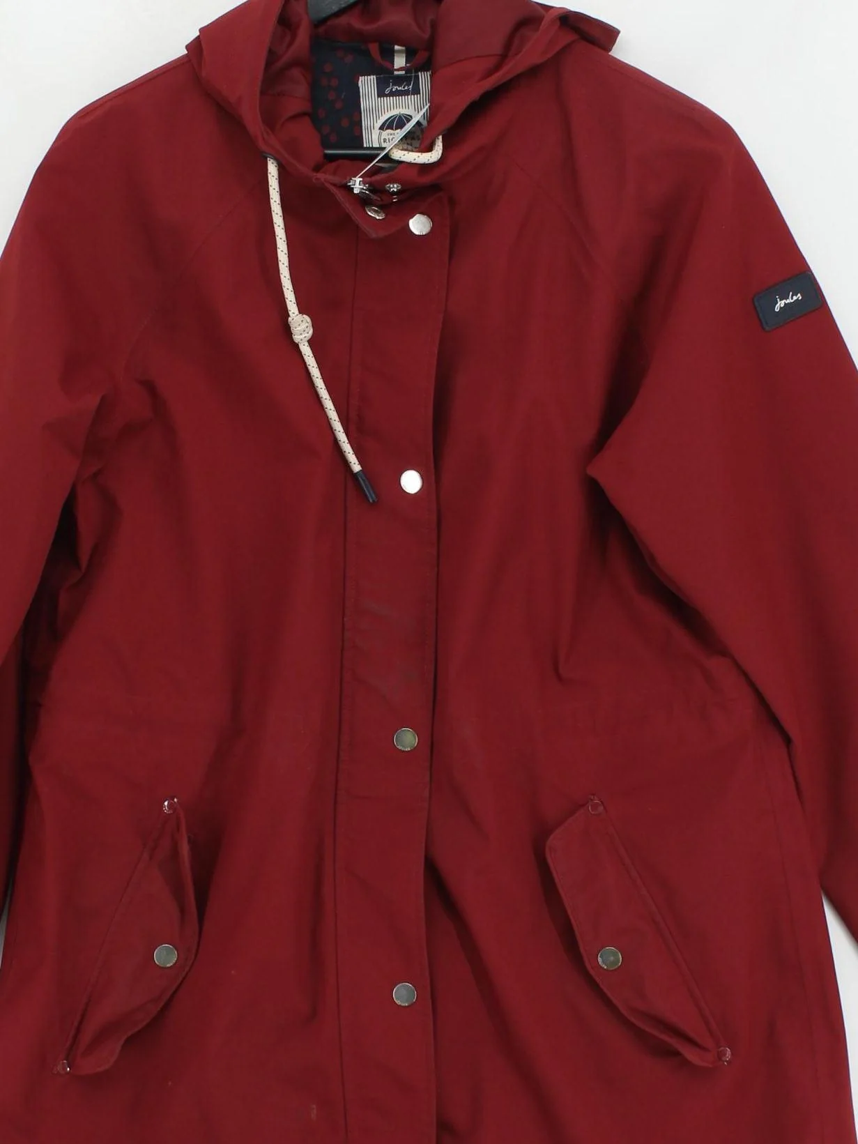 Joules Women's Coat UK 12 Red Polyester with Cotton Rain Coat - Image 3