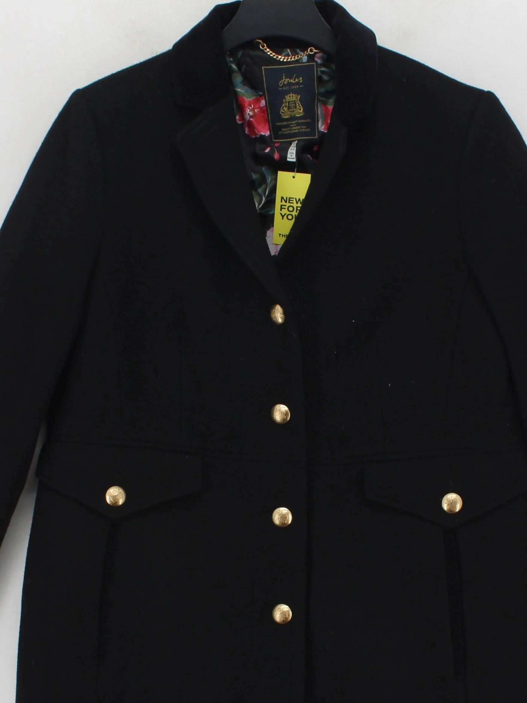 Joules Women's Coat UK 16 Black Wool with Polyamide Overcoat - Image 3