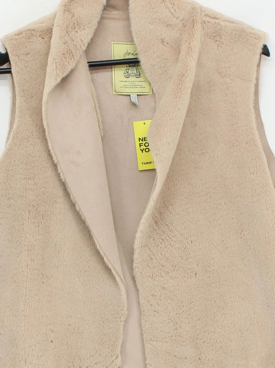 Joules Women's Coat UK 16 Cream Polyester with Faux Fur Overcoat - Image 3