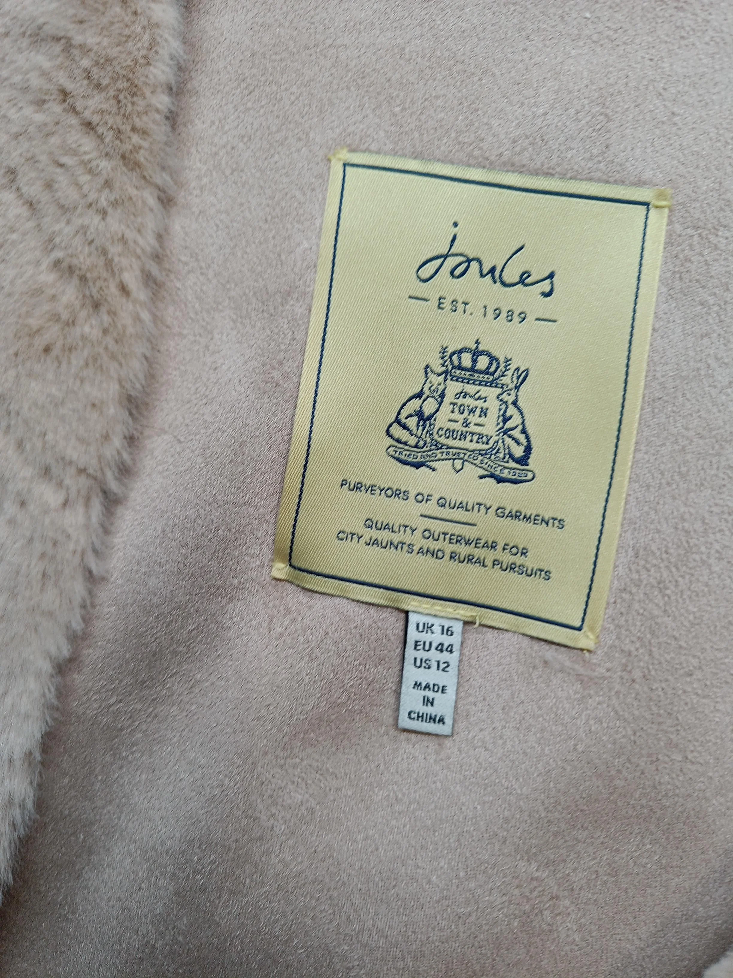Joules Women's Coat UK 16 Cream Polyester with Faux Fur Overcoat - Image 5