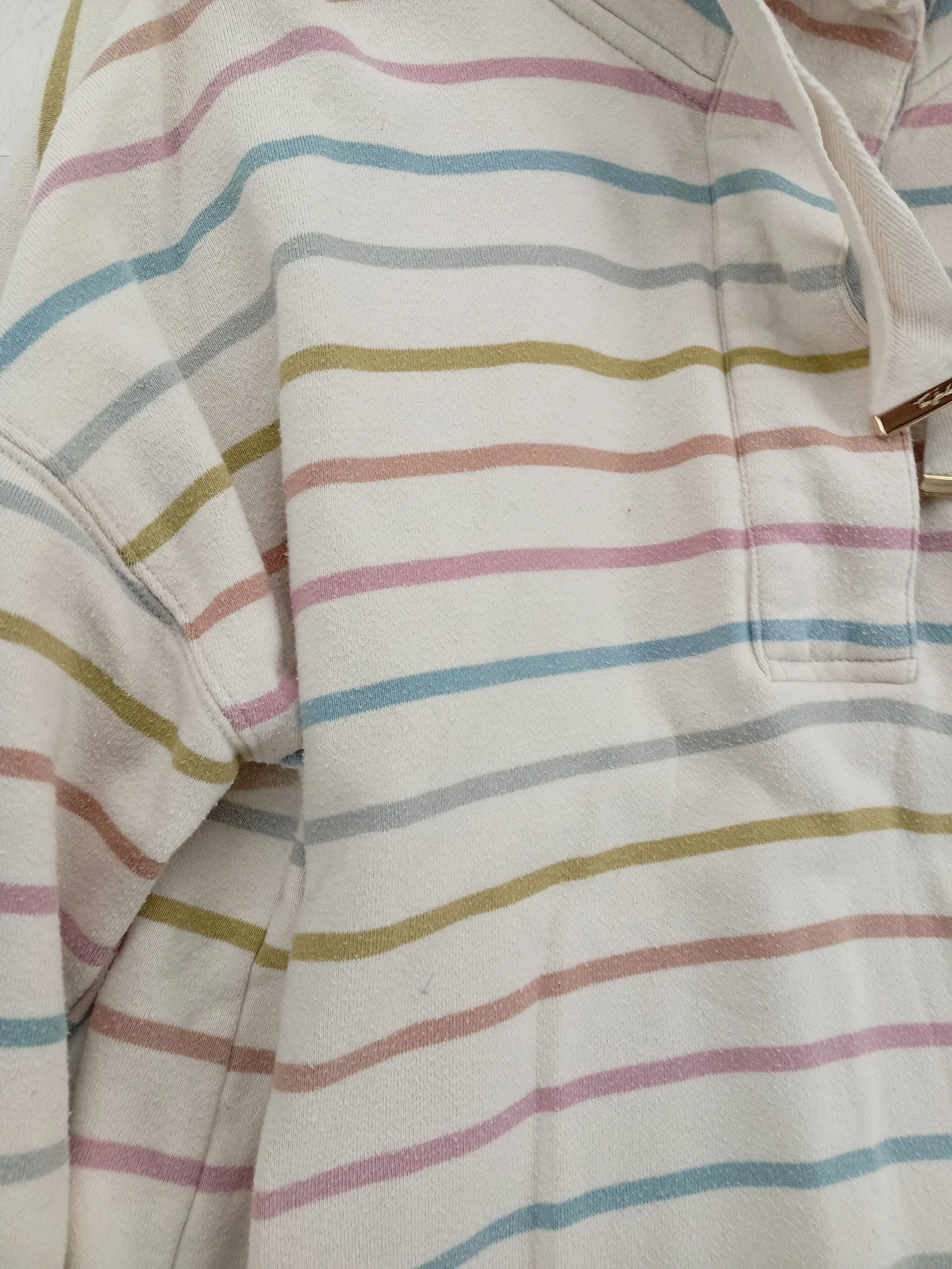 Joules Women's Hoodie L Cream Striped 100% Cotton Pullover - Image 5