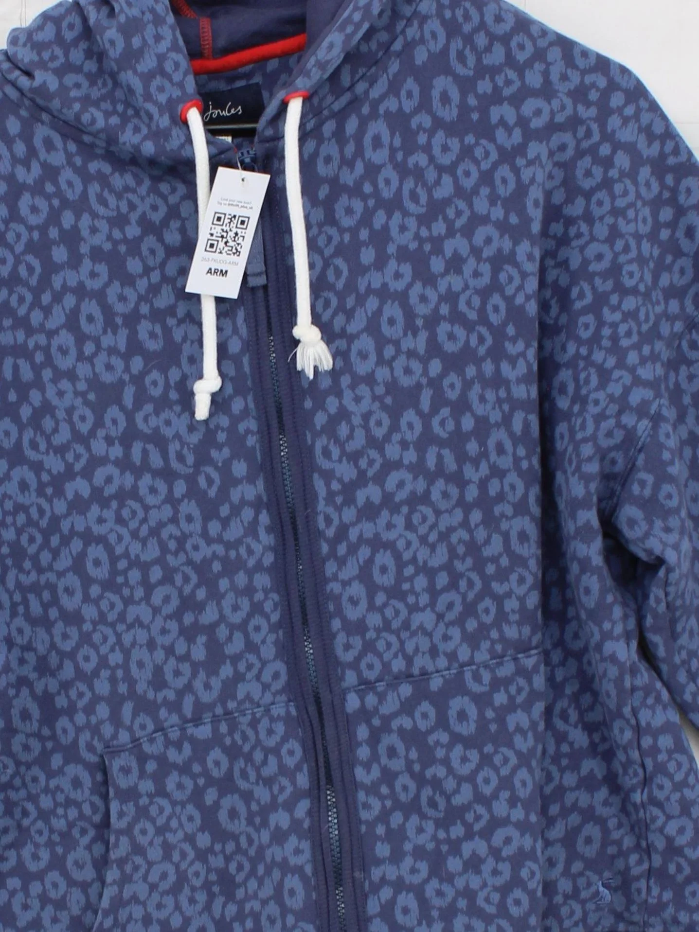 Joules Women's Hoodie UK 18 Blue Animal Print Cotton with Polyester Pullover - Image 3