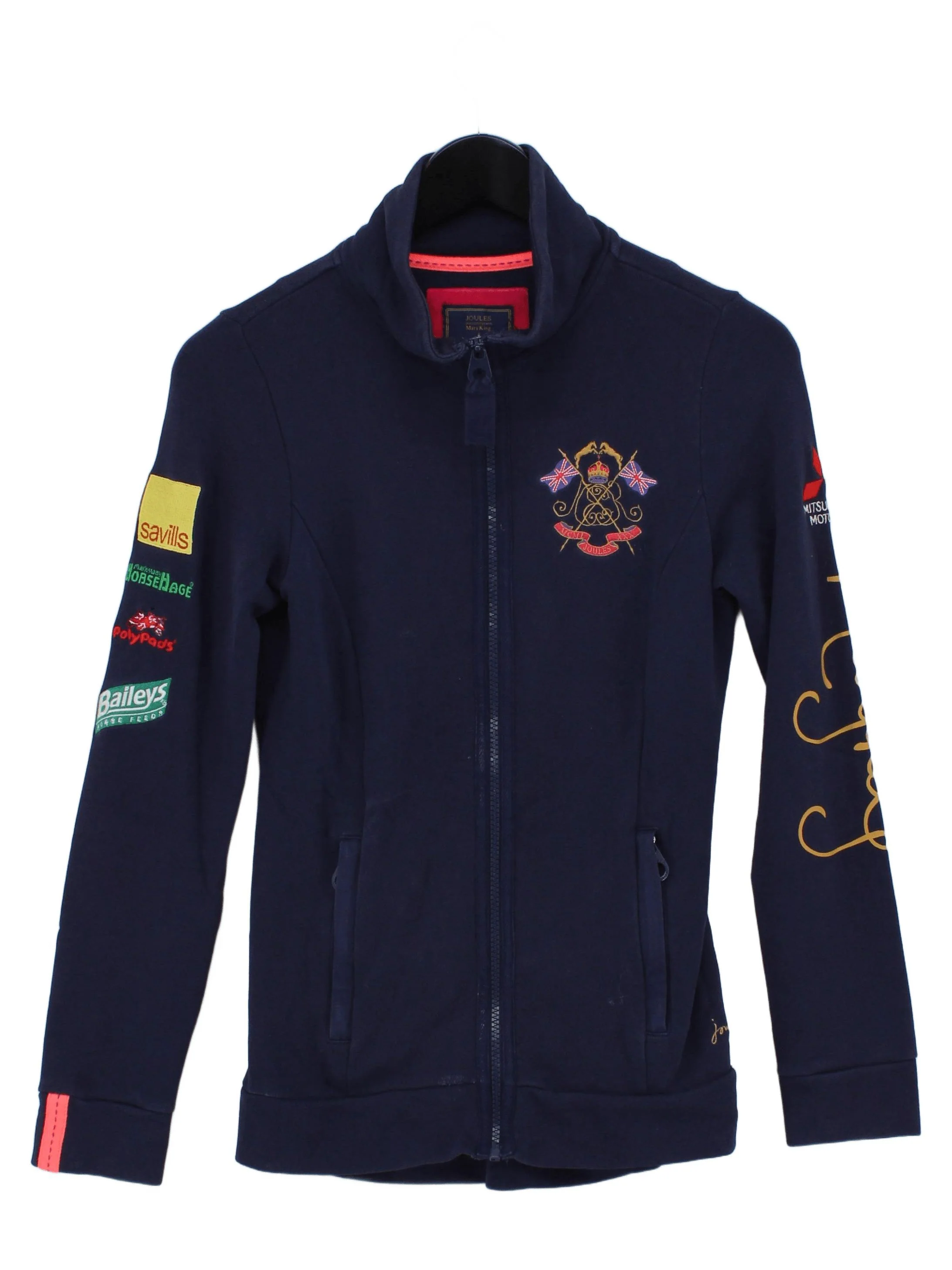 Joules Women's Hoodie XXS Blue Graphic 100% Cotton Full Zip