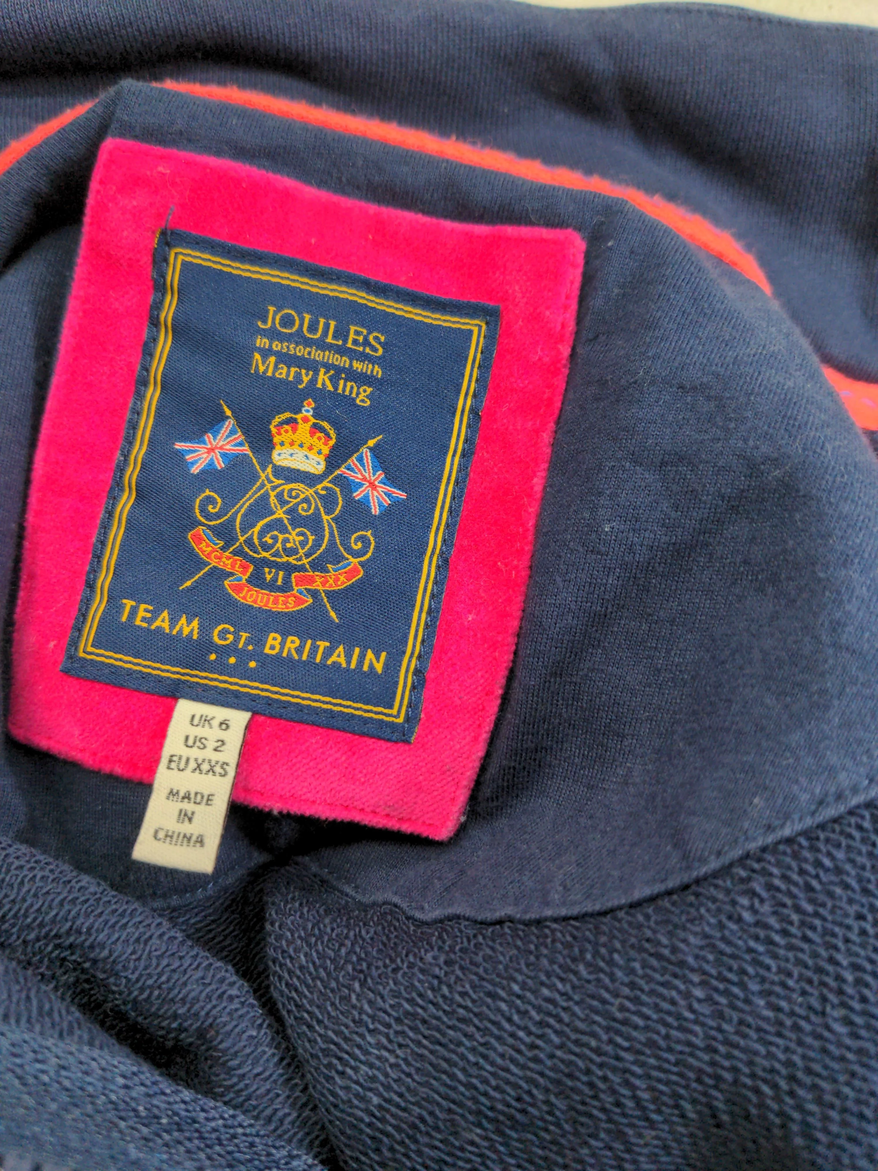 Joules Women's Hoodie XXS Blue Graphic 100% Cotton Full Zip - Image 5