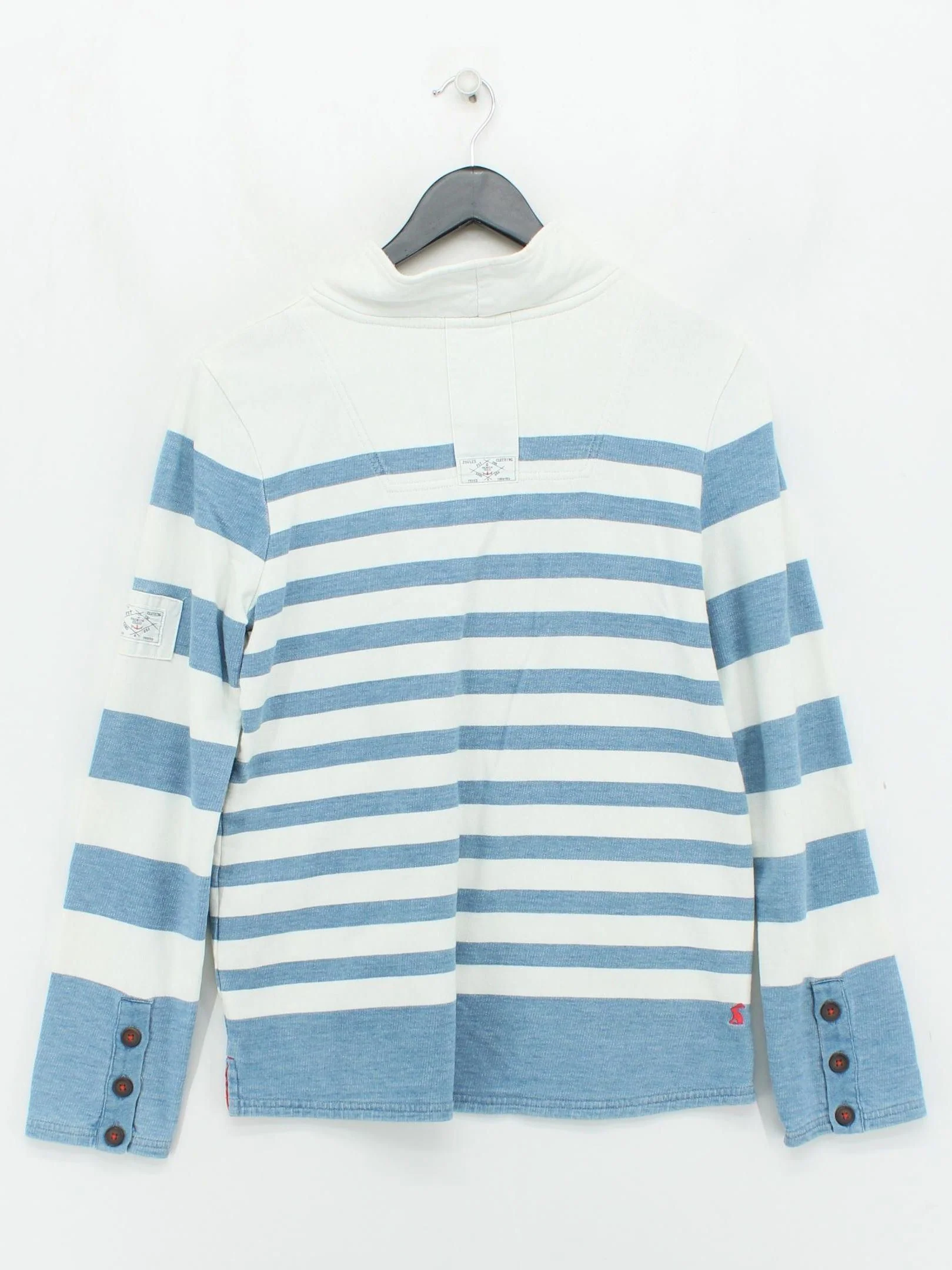 Joules Women's Jumper S Multi Striped 100% Cotton Mock Neck Pullover - Image 2