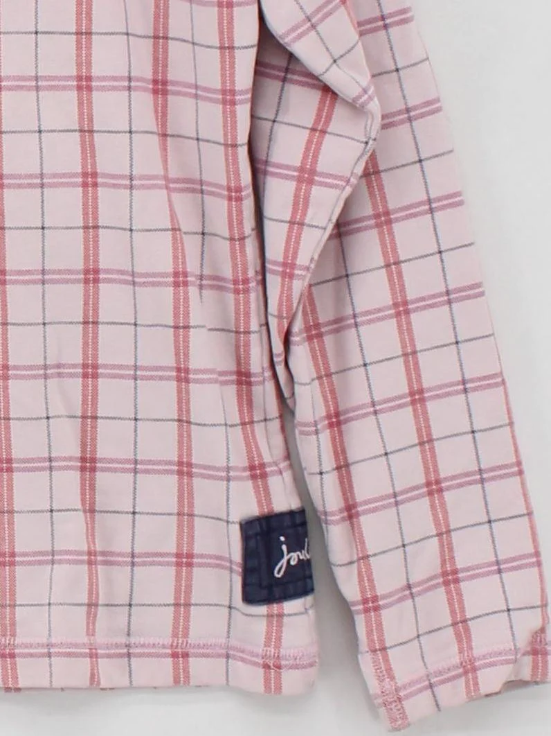 Joules Women's Jumper S Pink Checkered Cotton with Elastane High Neck Pullover - Image 4