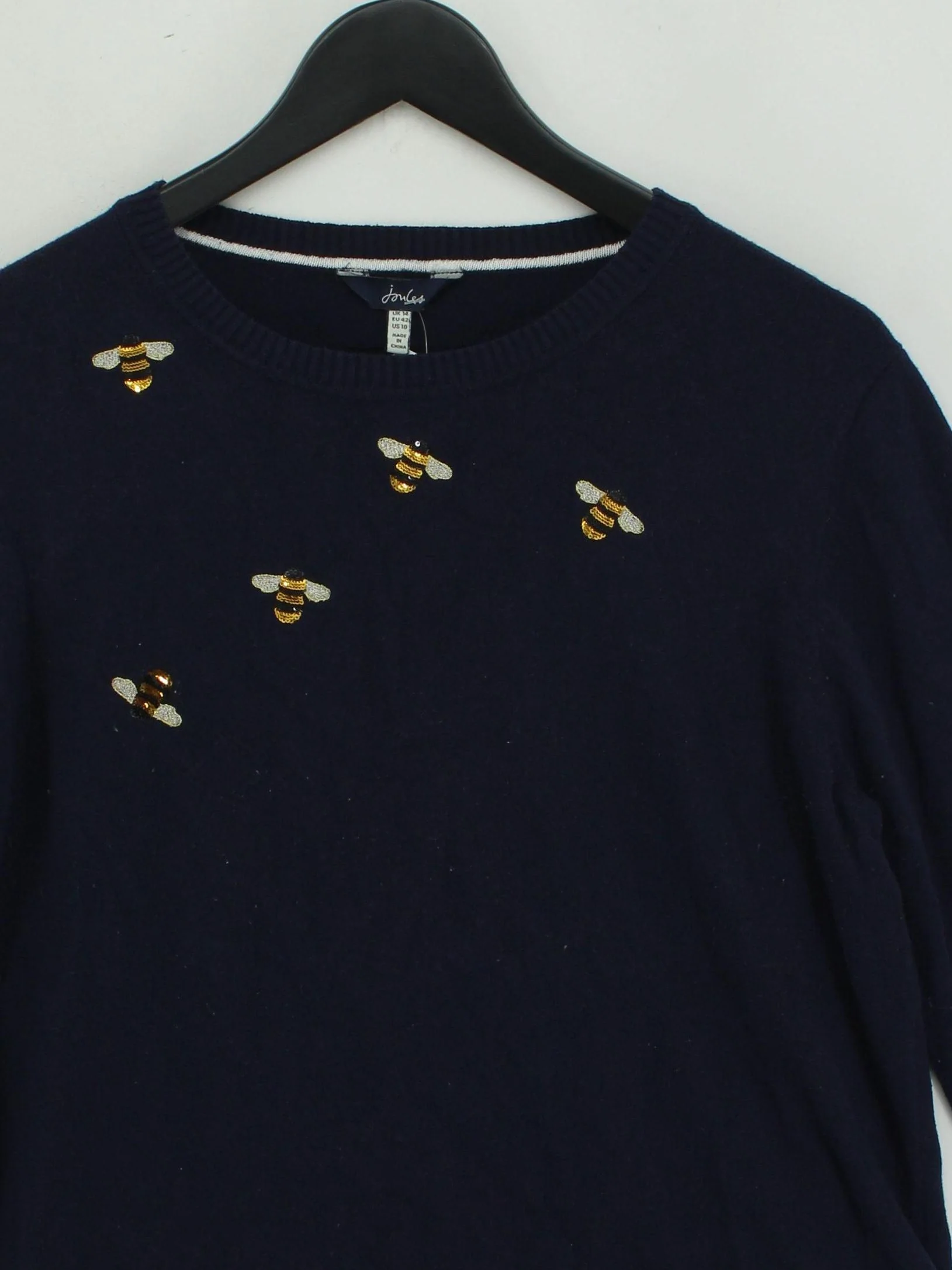 Joules Women's Jumper UK 14 Blue Cotton with Viscose, Polyester Pullover - Image 3