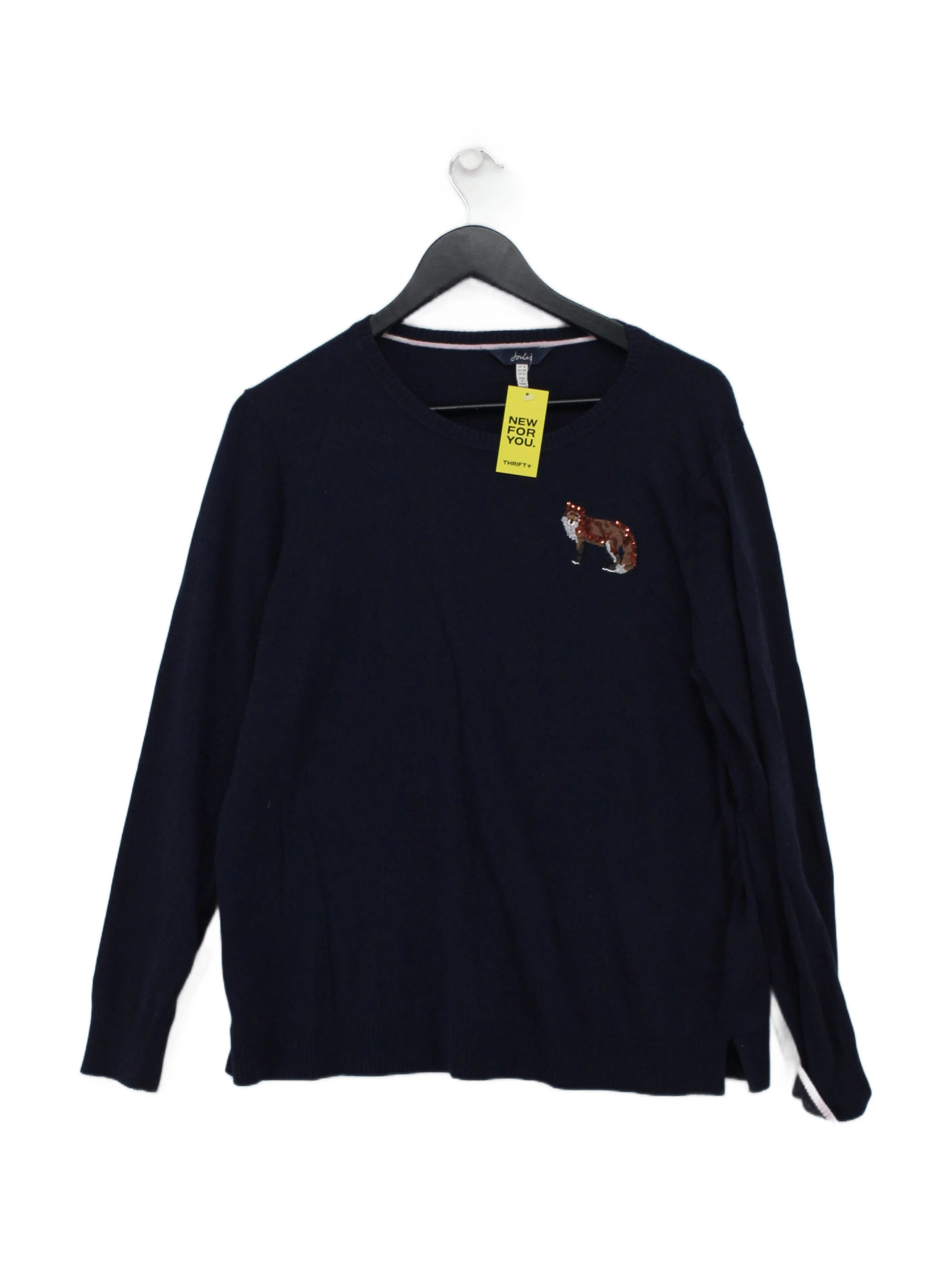 Joules Women's Jumper UK 16 Blue Graphic 100% Other V-Neck Pullover