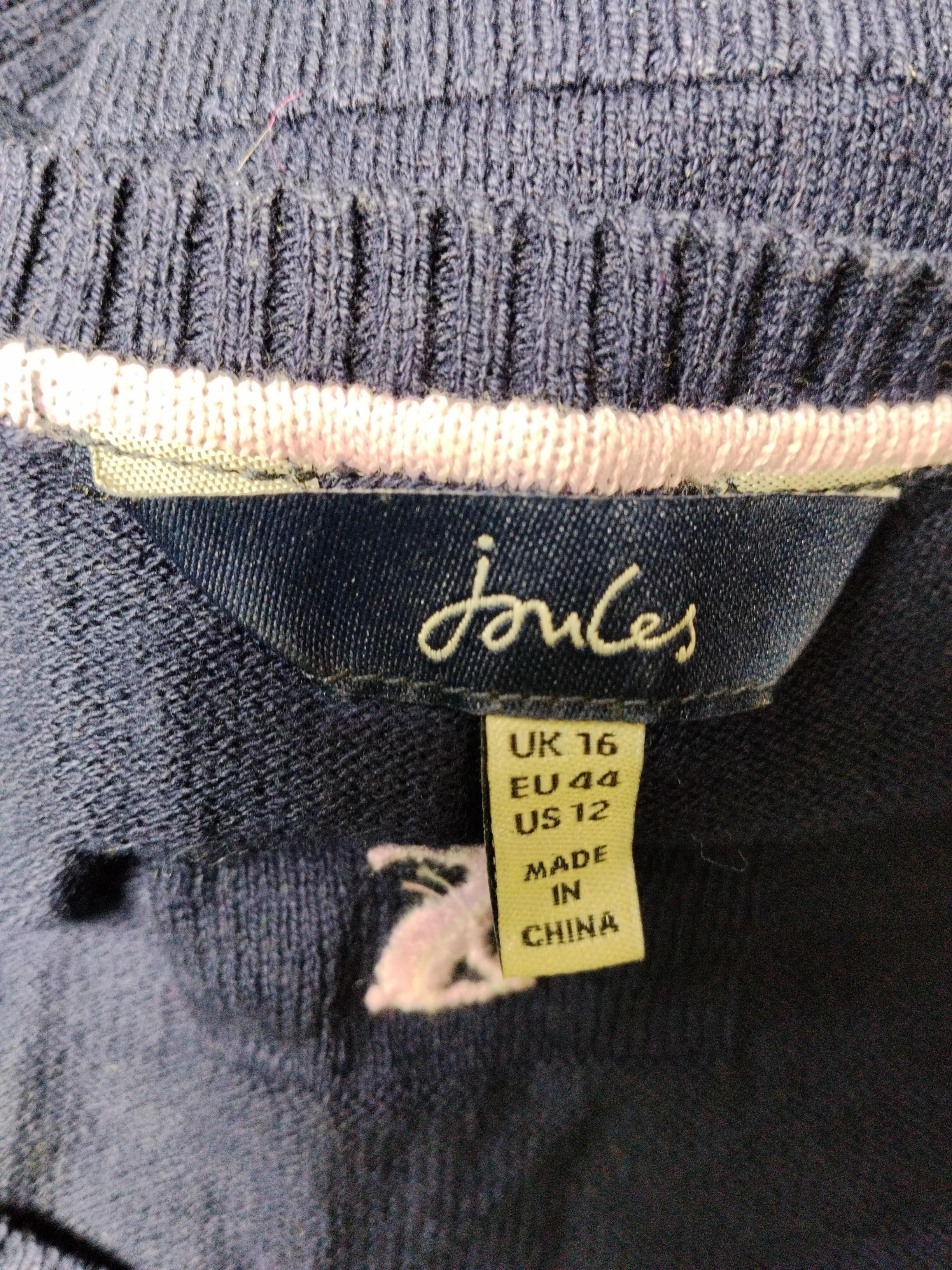 Joules Women's Jumper UK 16 Blue Graphic 100% Other V-Neck Pullover - Image 6
