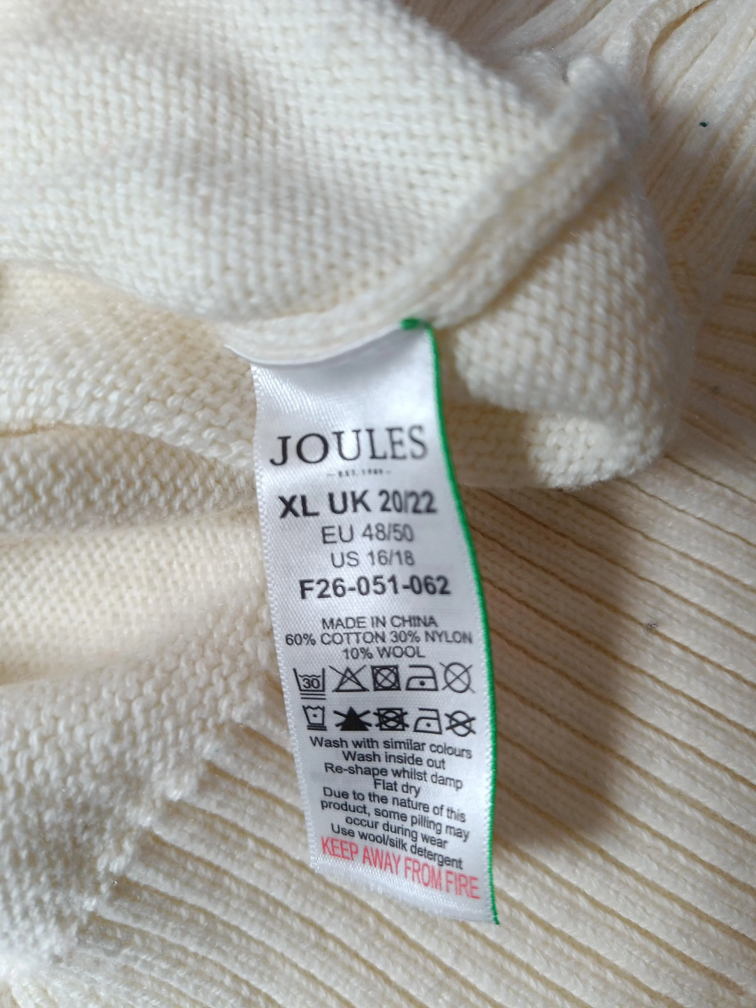 Joules Women's Jumper UK 20 Cream Cotton with Nylon, Wool Vest - Image 6