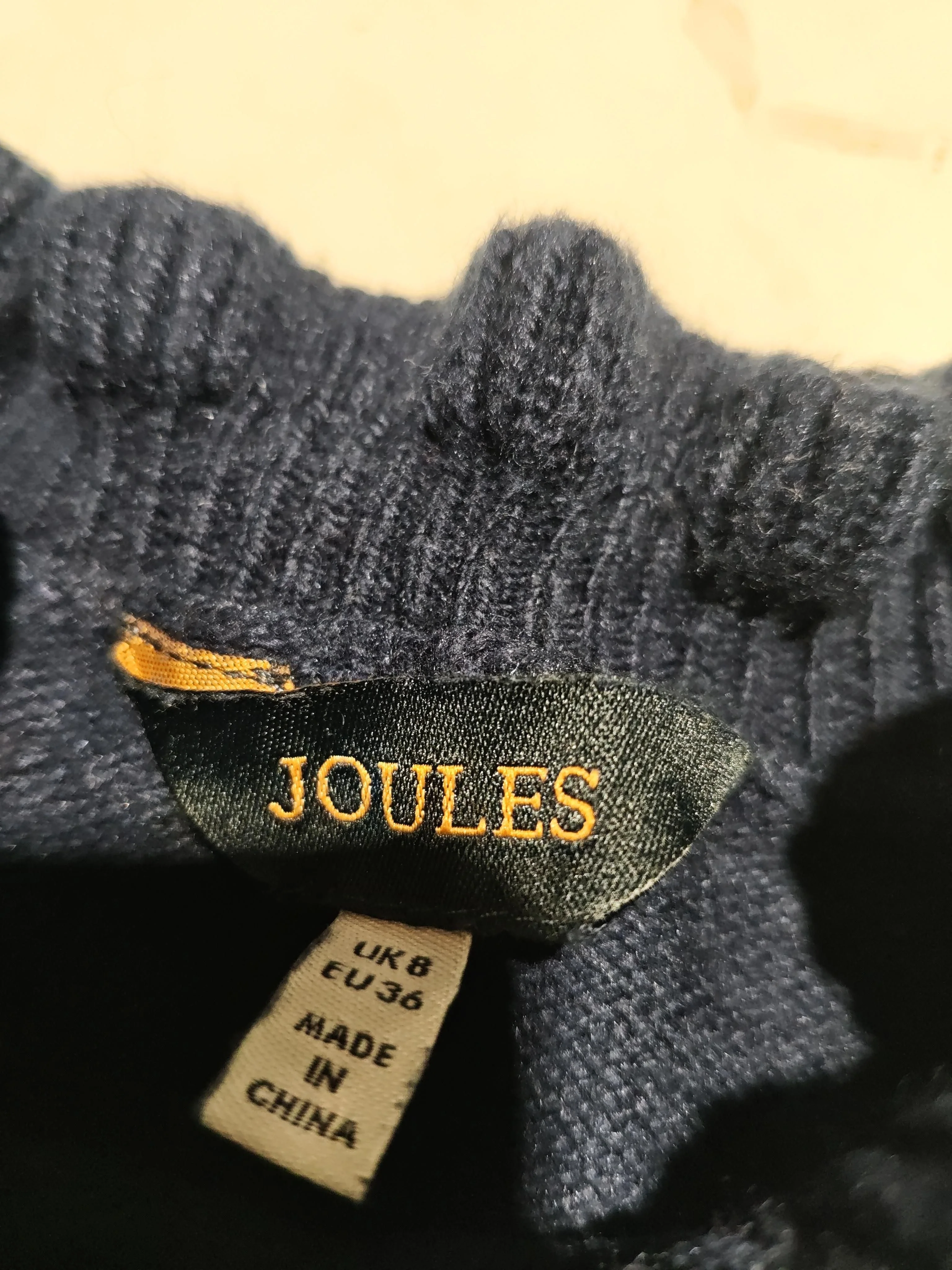 Joules Women's Jumper UK 8 Blue Cotton with Nylon, Wool High Neck Pullover - Image 5