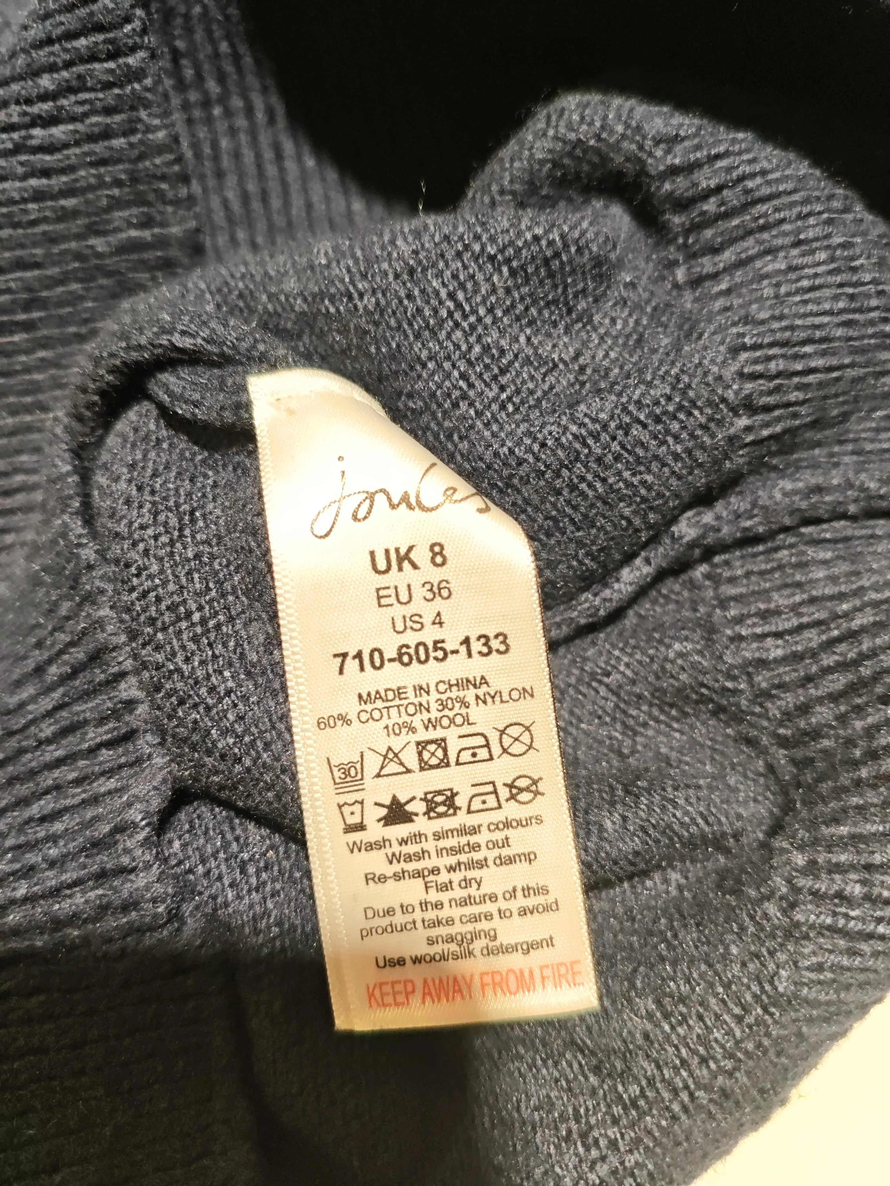 Joules Women's Jumper UK 8 Blue Cotton with Nylon, Wool High Neck Pullover - Image 6
