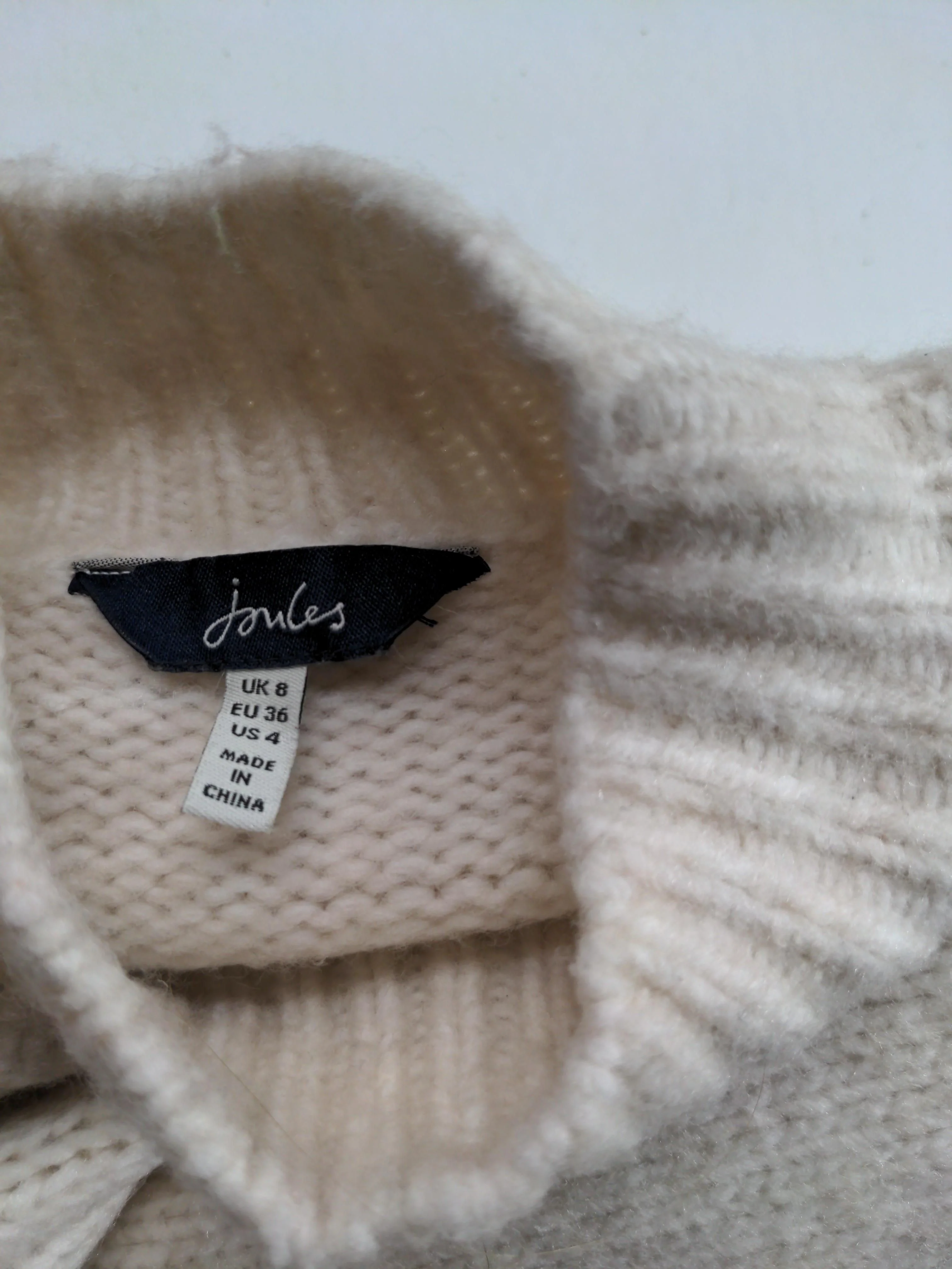 Joules Women's Jumper UK 8 Cream Acrylic with Polyester, Wool Mock Neck Pullover - Image 5