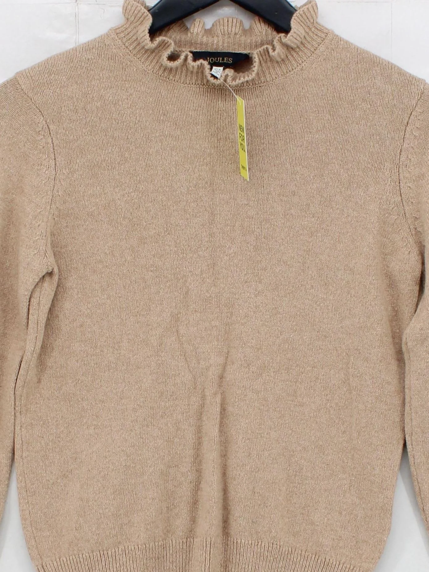 Joules Women's Jumper UK 8 Tan Cotton with Nylon, Wool Mock Neck Pullover - Image 3