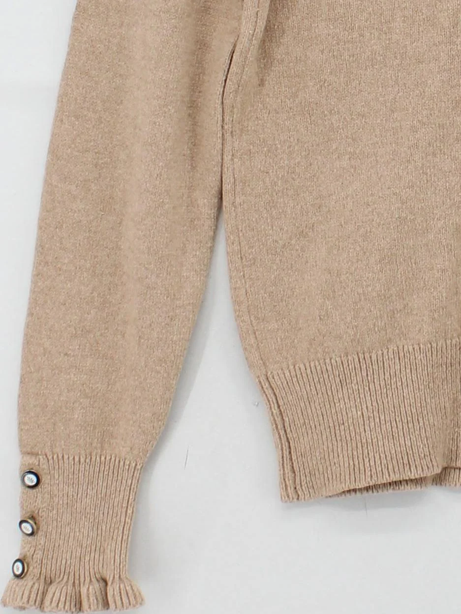 Joules Women's Jumper UK 8 Tan Cotton with Nylon, Wool Mock Neck Pullover - Image 4