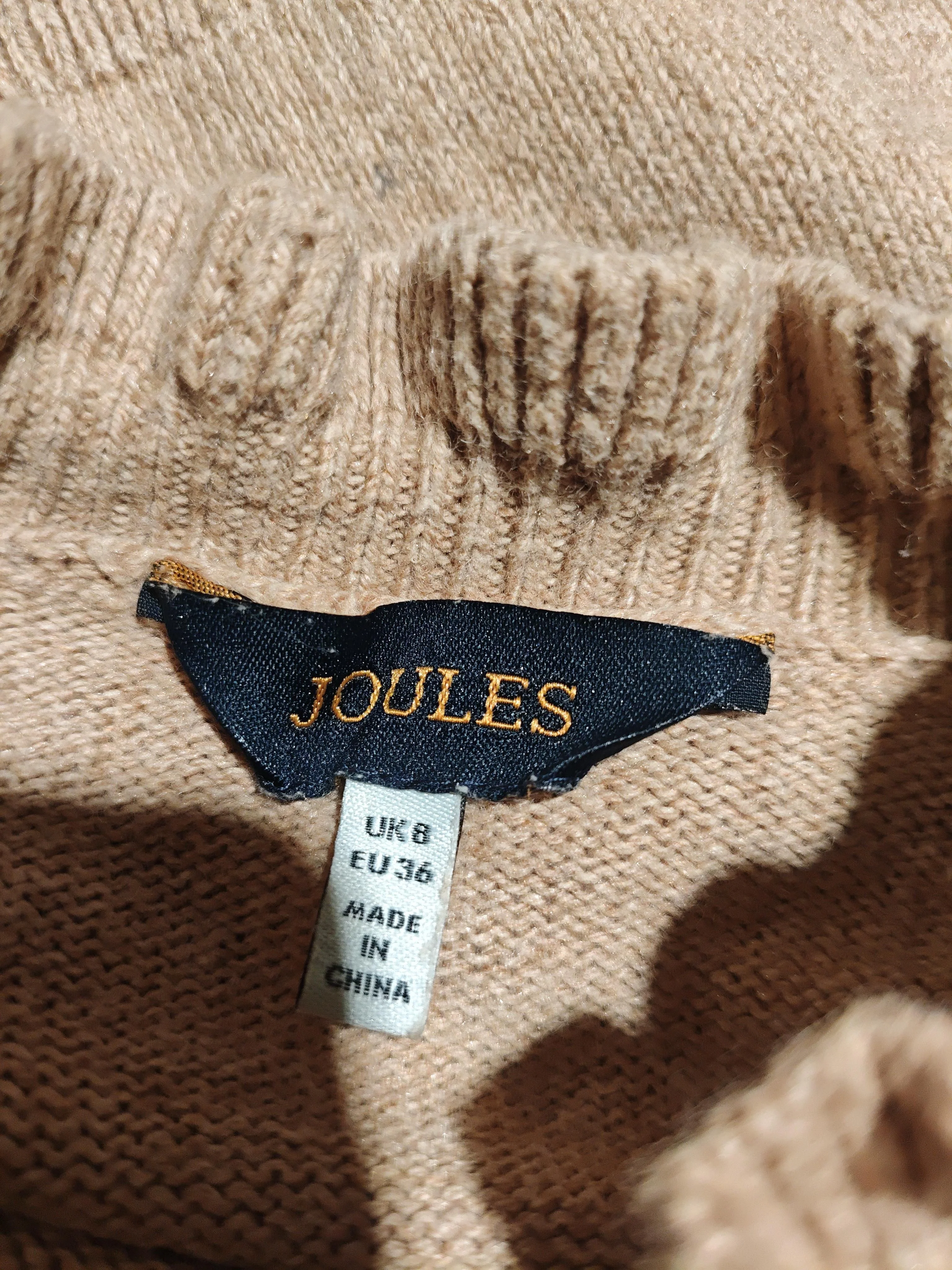 Joules Women's Jumper UK 8 Tan Cotton with Nylon, Wool Mock Neck Pullover - Image 5