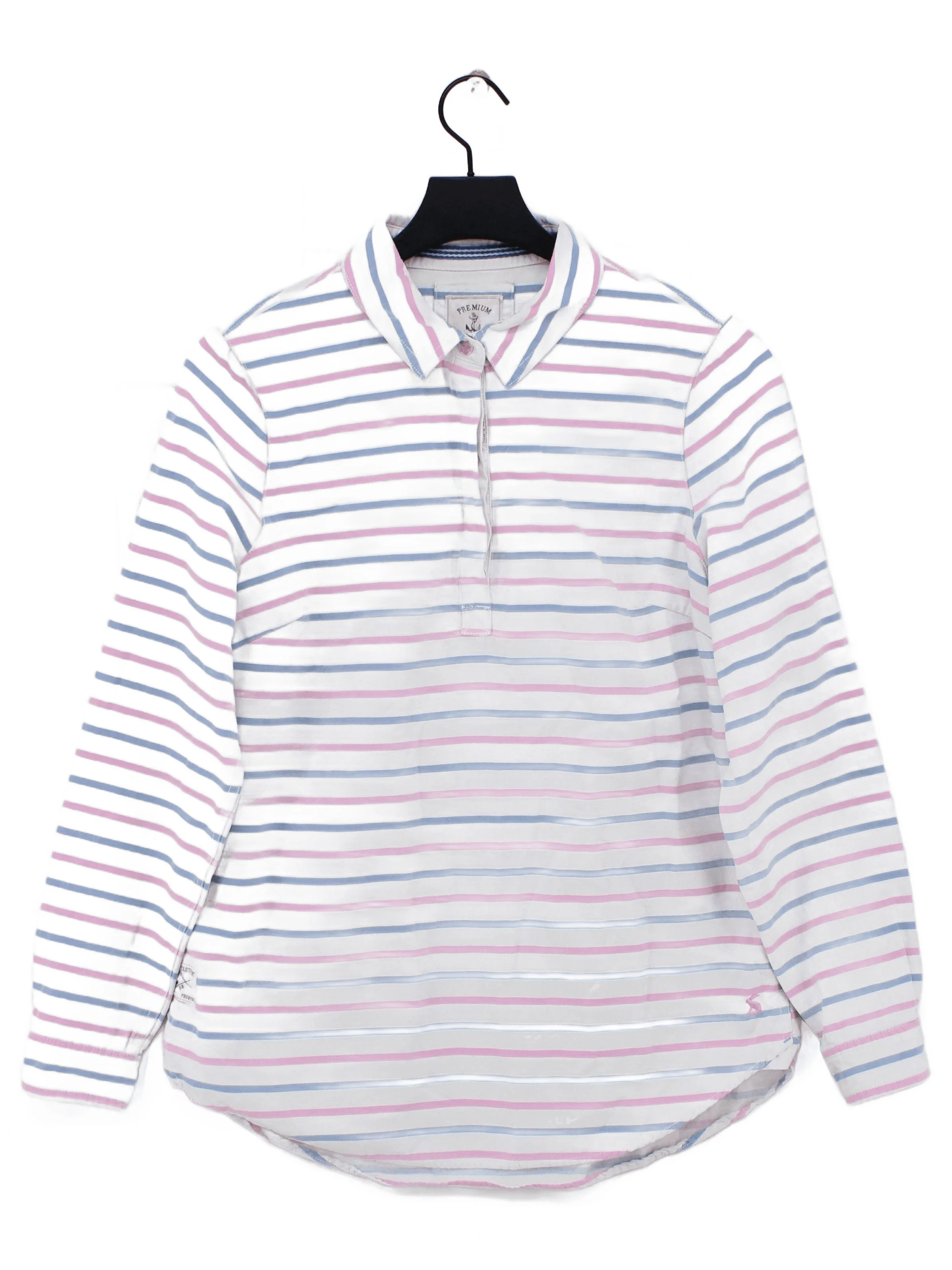 Joules Women's Polo M Multi Striped 100% Cotton Long Sleeve Collared Basic