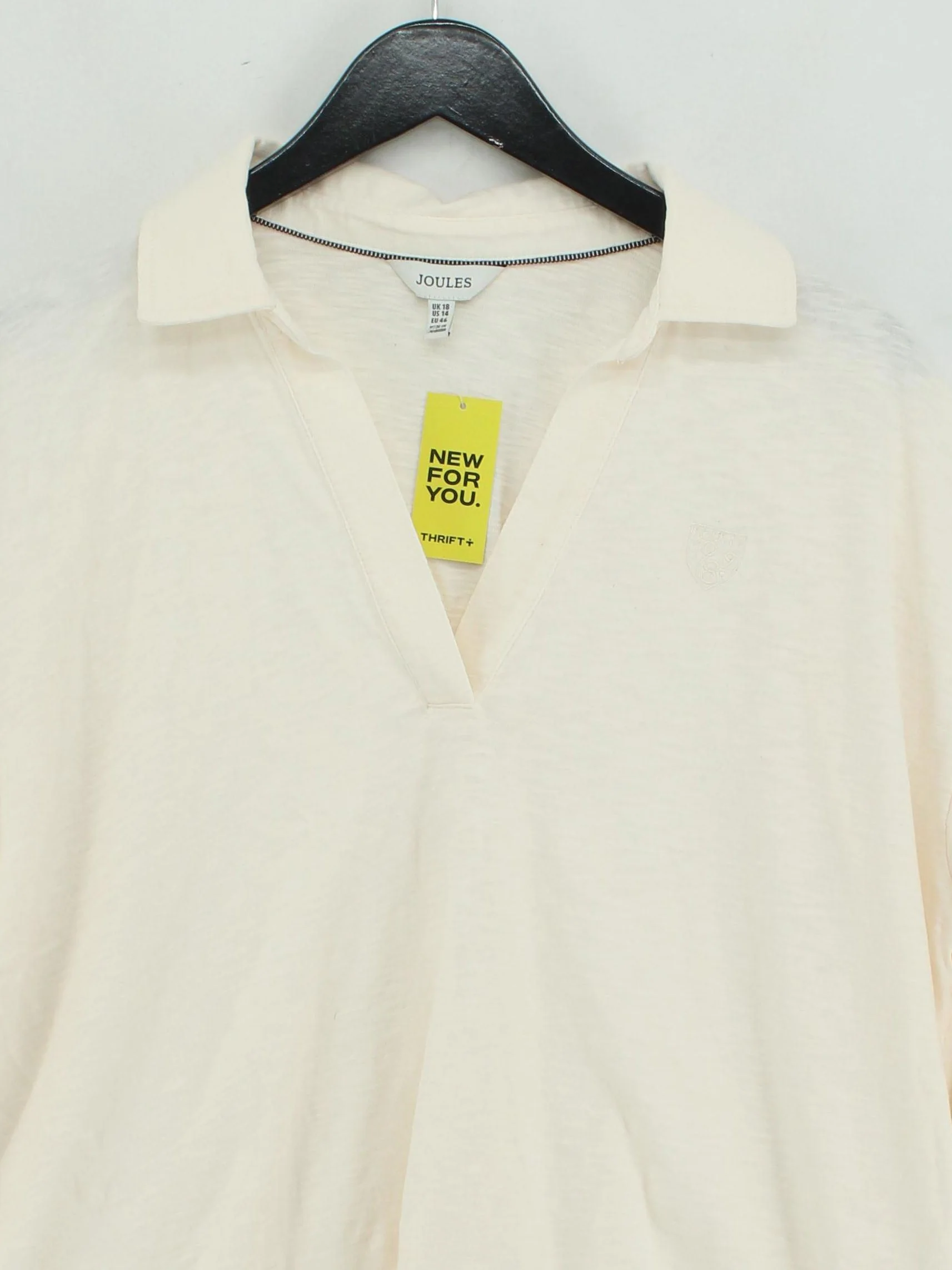 Joules Women's Polo UK 18 Cream 100% Cotton Long Sleeve Collared Basic - Image 3