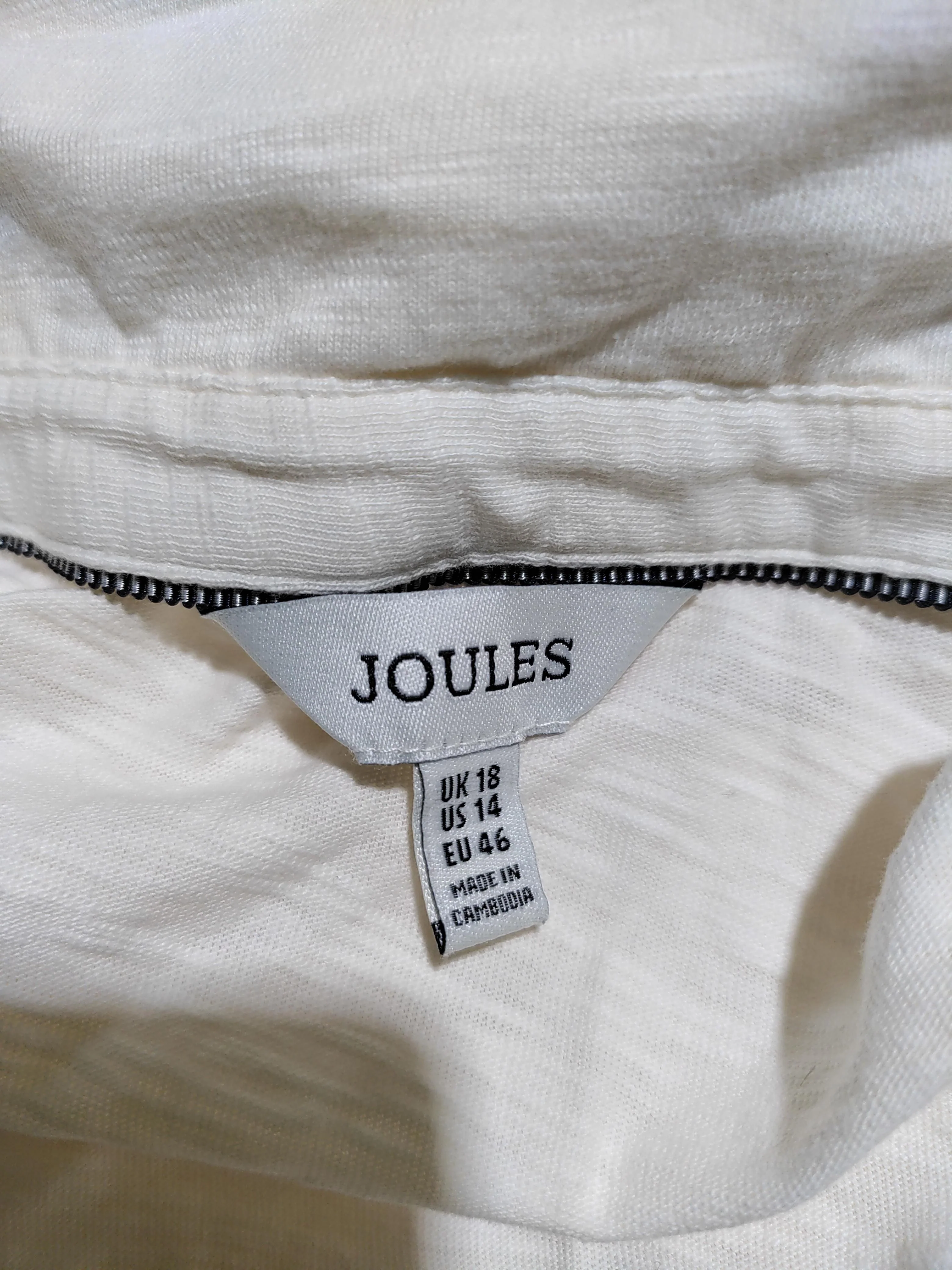 Joules Women's Polo UK 18 Cream 100% Cotton Long Sleeve Collared Basic - Image 5