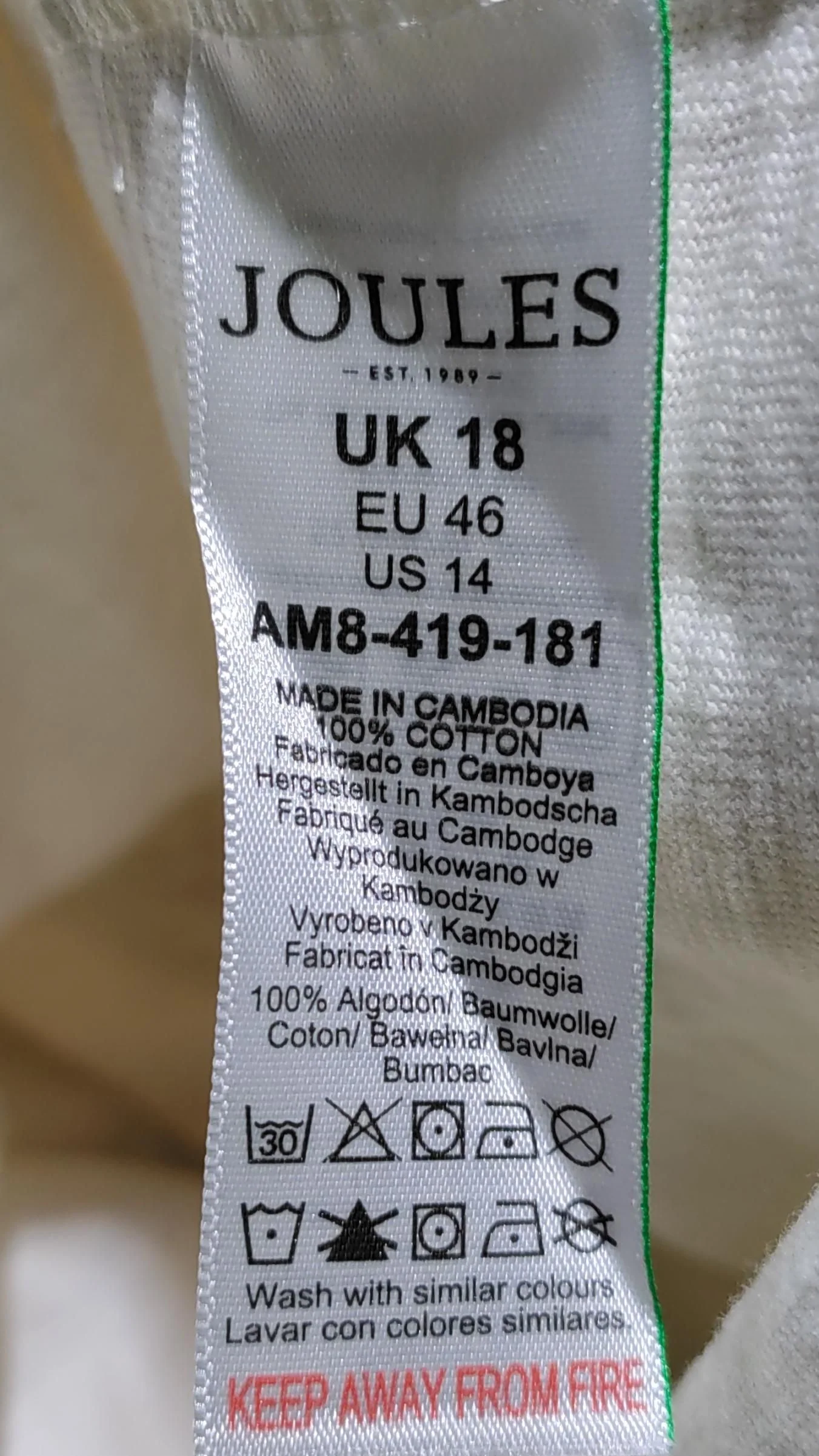 Joules Women's Polo UK 18 Cream 100% Cotton Long Sleeve Collared Basic - Image 6