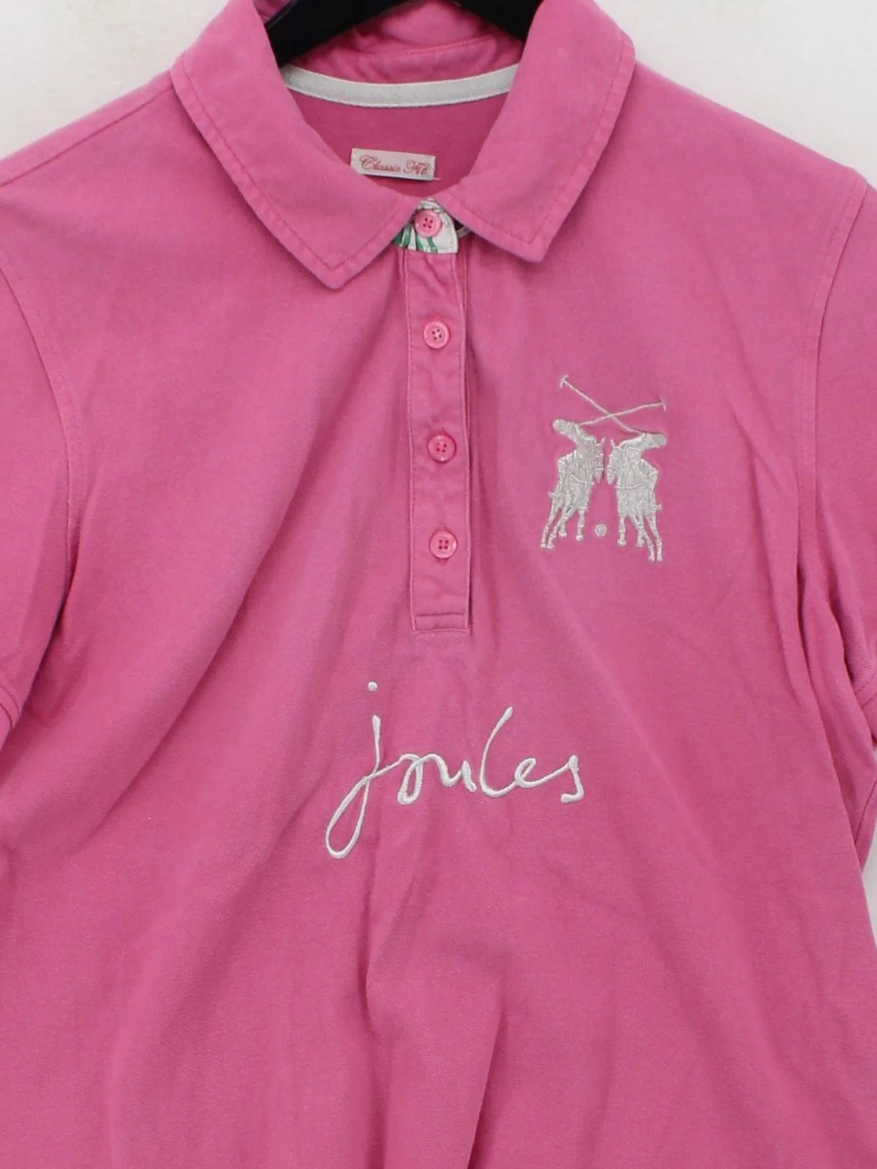 Joules Women's Polo XL Pink Graphic 100% Cotton Short Sleeve Collared Basic - Image 3