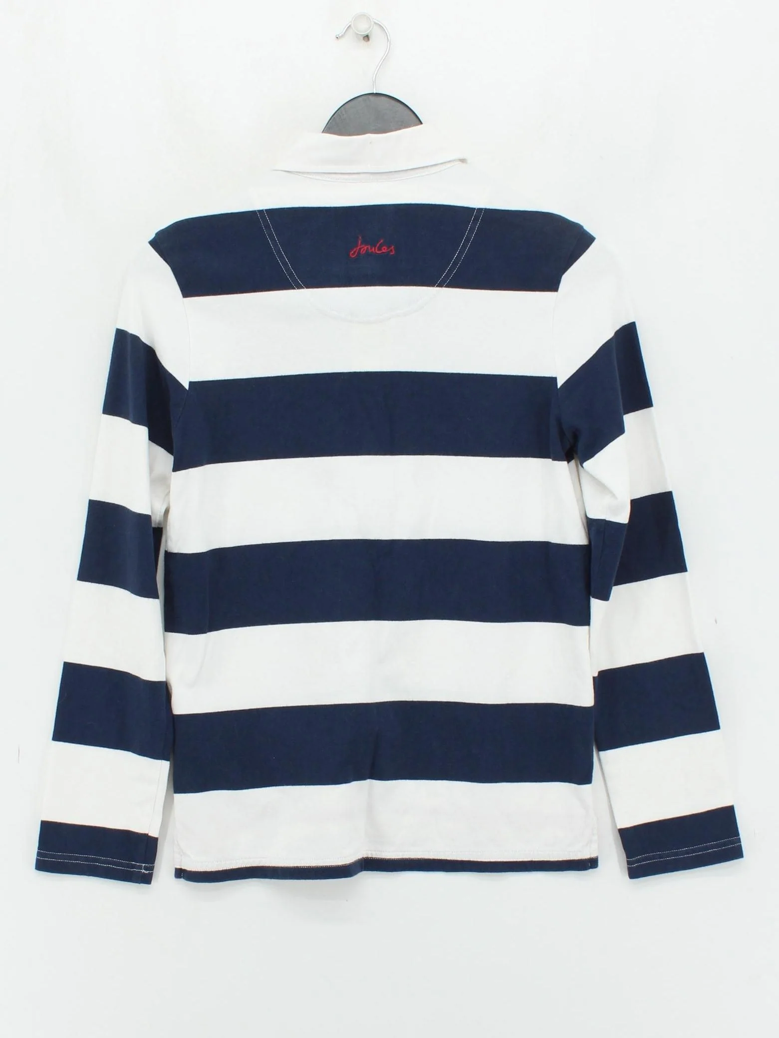 Joules Women's Polo XS Blue Striped 100% Cotton Long Sleeve Round Neck Basic - Image 2