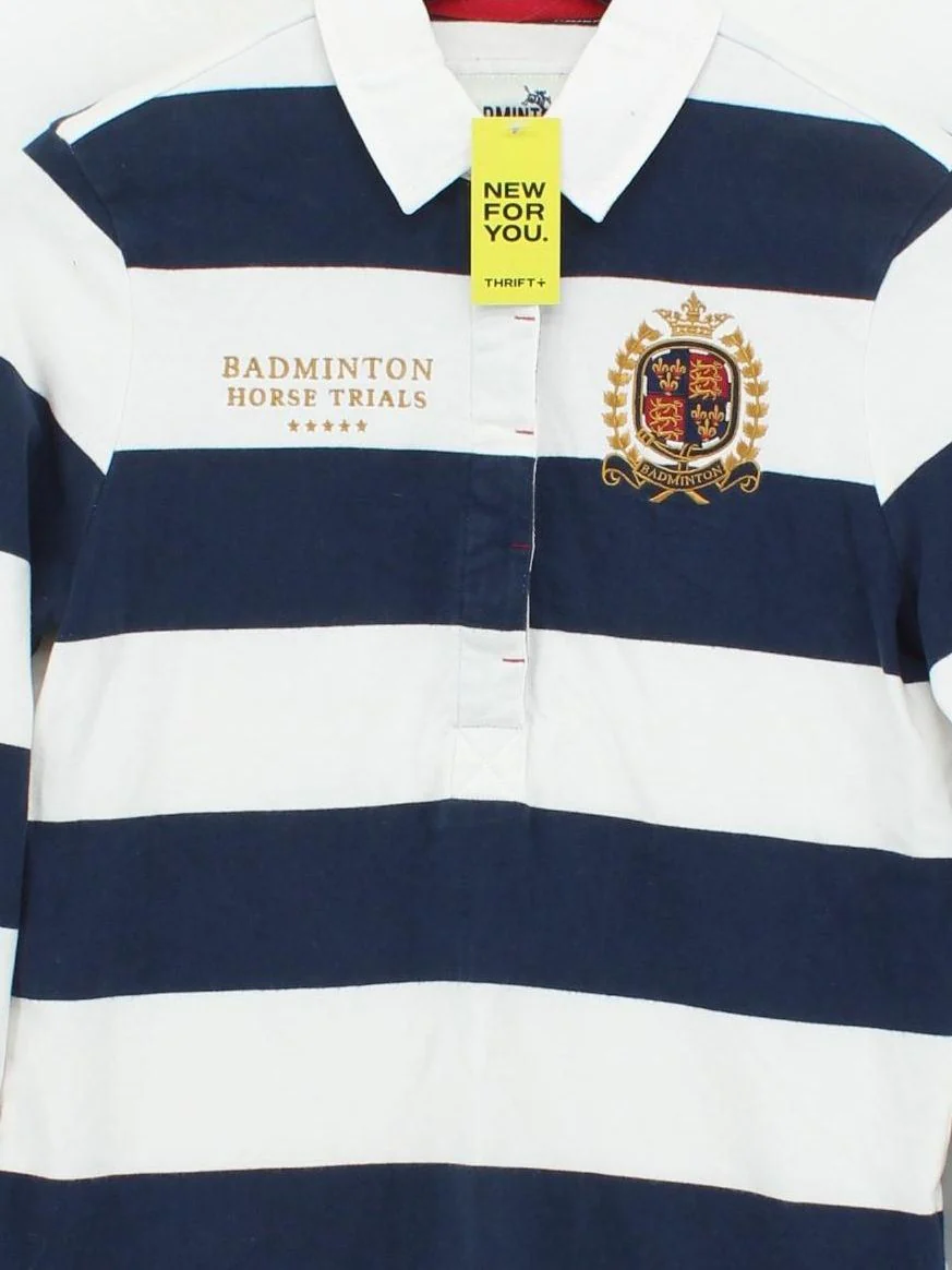 Joules Women's Polo XS Blue Striped 100% Cotton Long Sleeve Round Neck Basic - Image 3