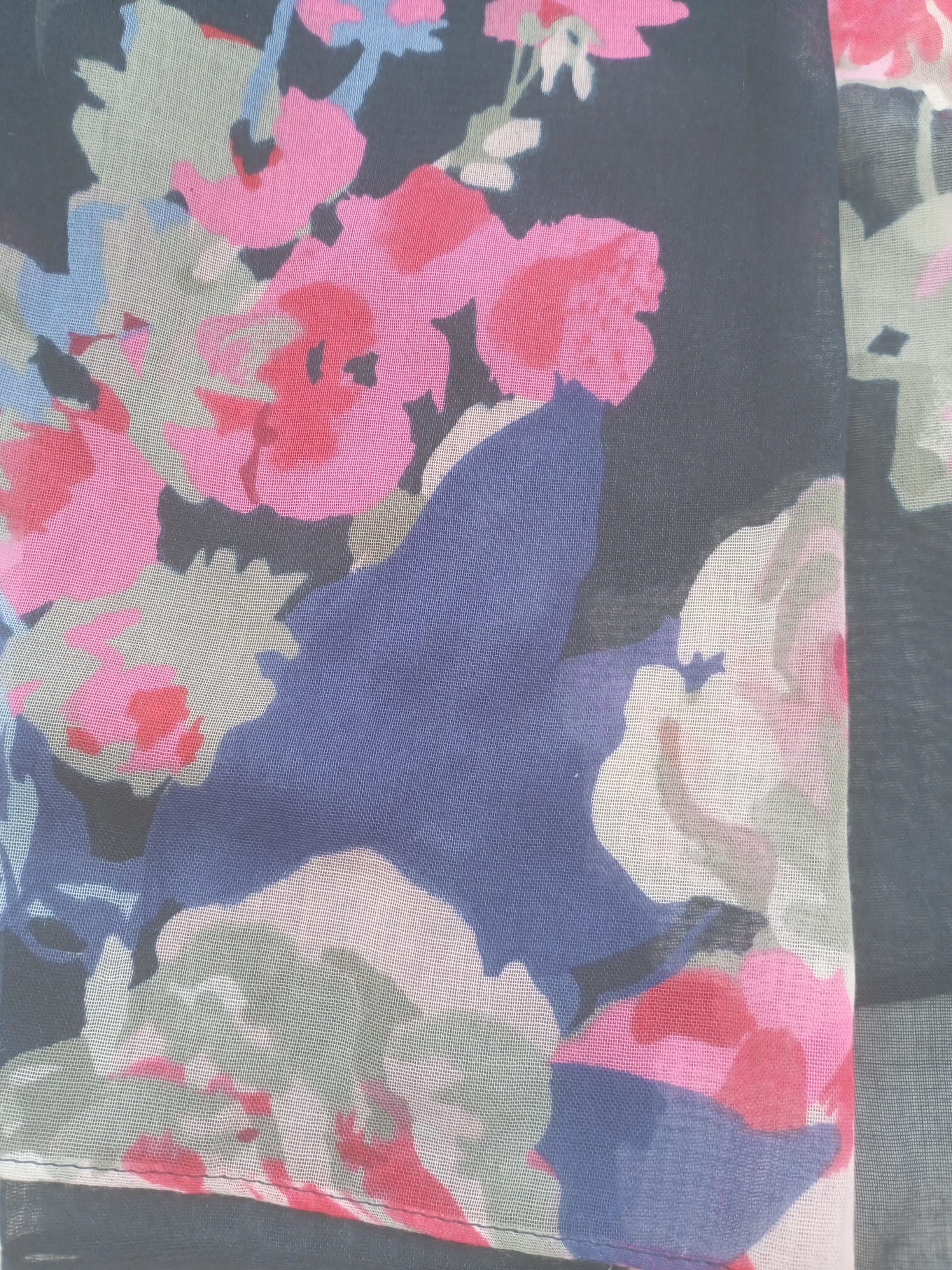 Joules Women's Scarf Blue Floral 100% Other Rectangle Scarf - Image 3
