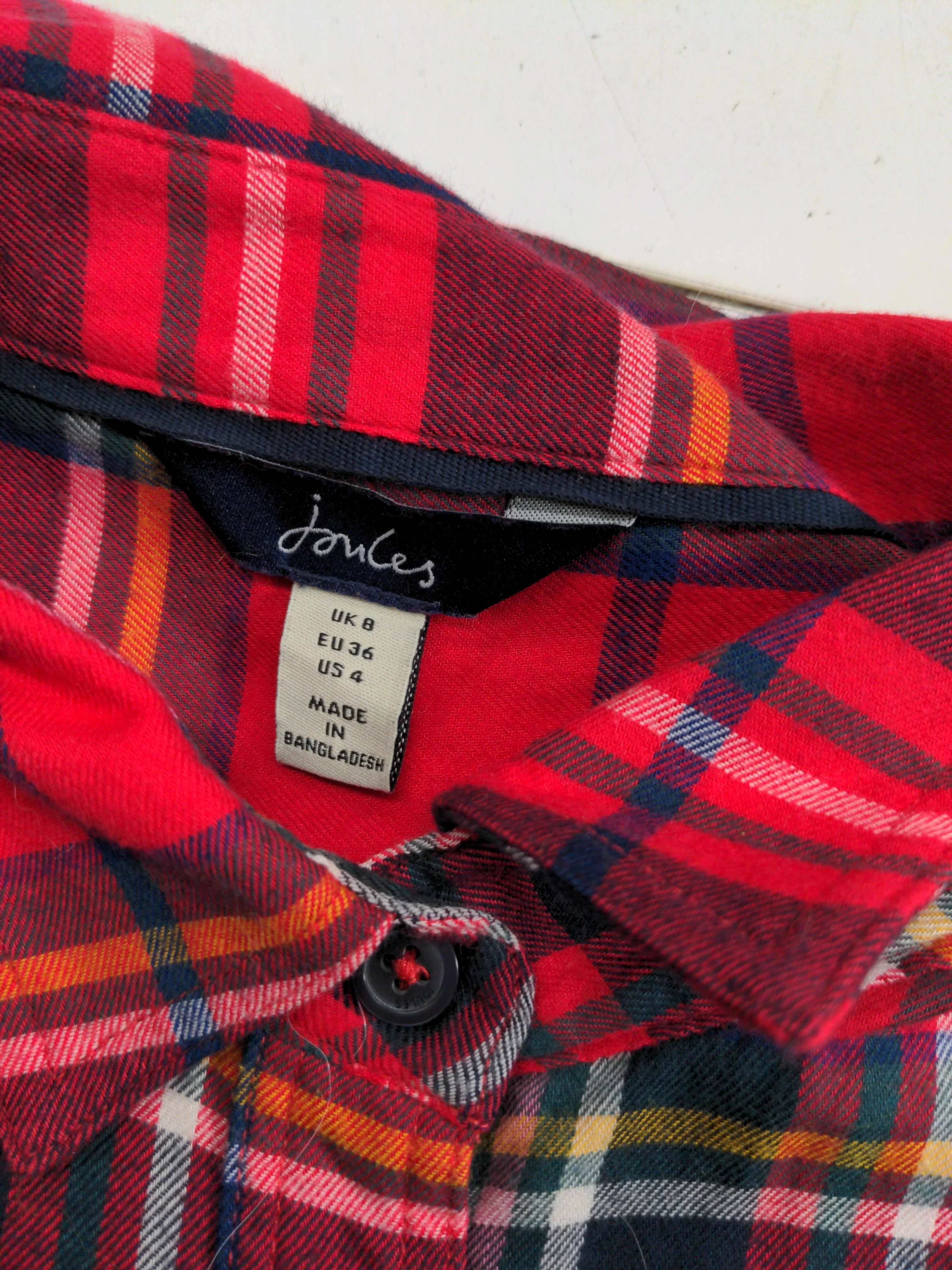 Joules Women's Shirt S Red Checkered 100% Cotton Long Sleeve Collared Basic - Image 5
