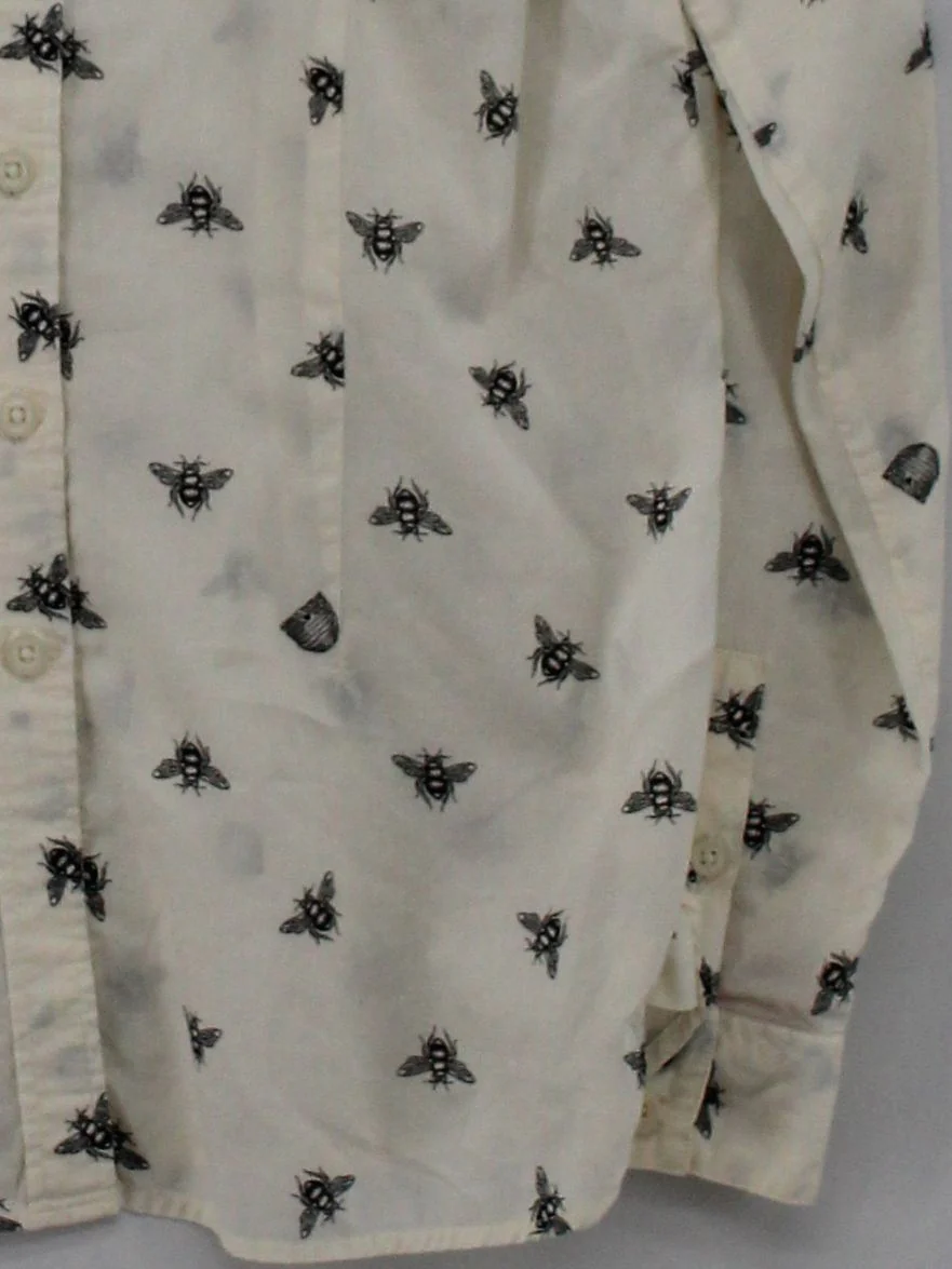 Joules Women's Shirt UK 10 Cream Graphic 100% Cotton Long Sleeve Collared Basic - Image 4
