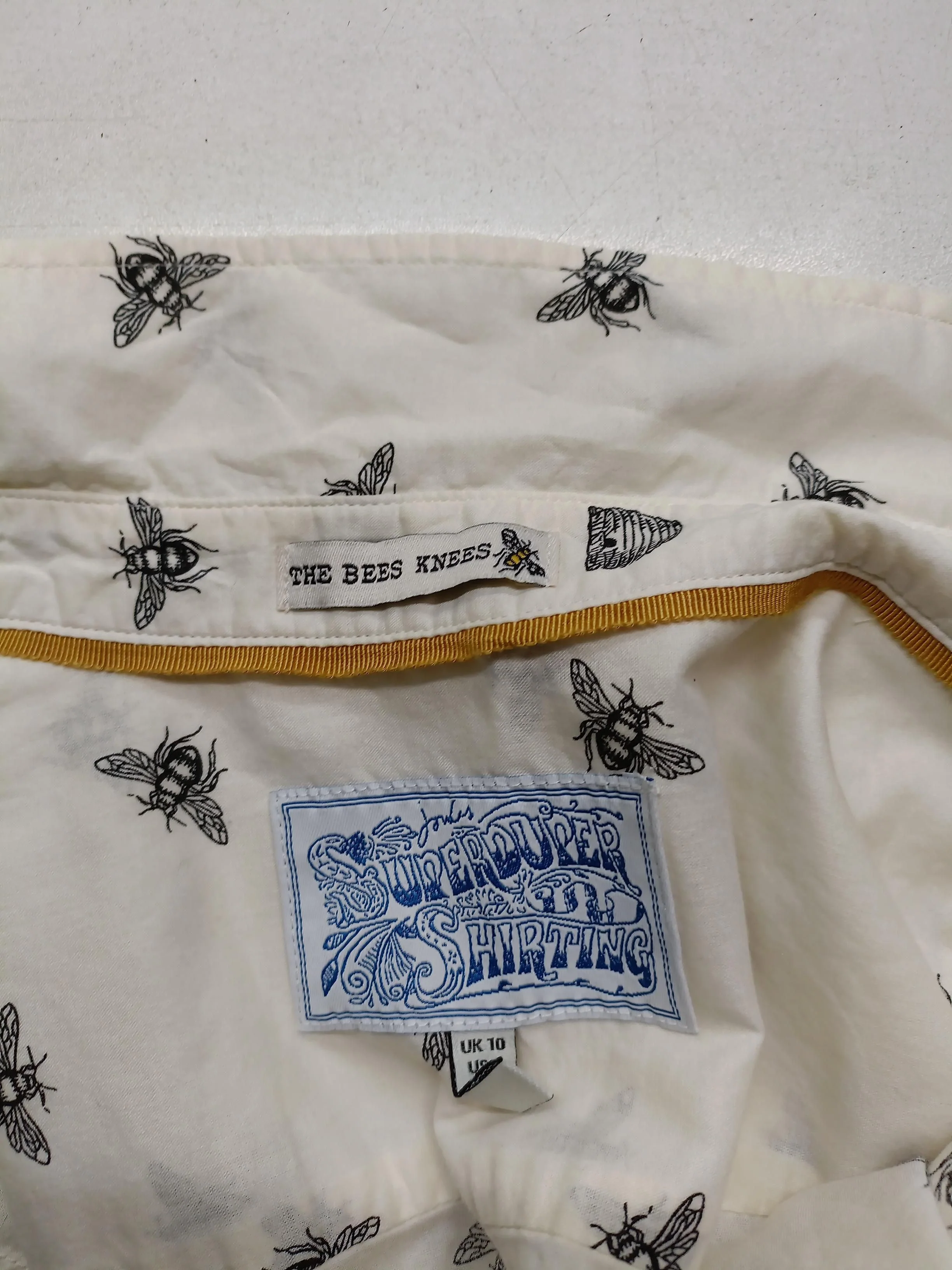 Joules Women's Shirt UK 10 Cream Graphic 100% Cotton Long Sleeve Collared Basic - Image 5