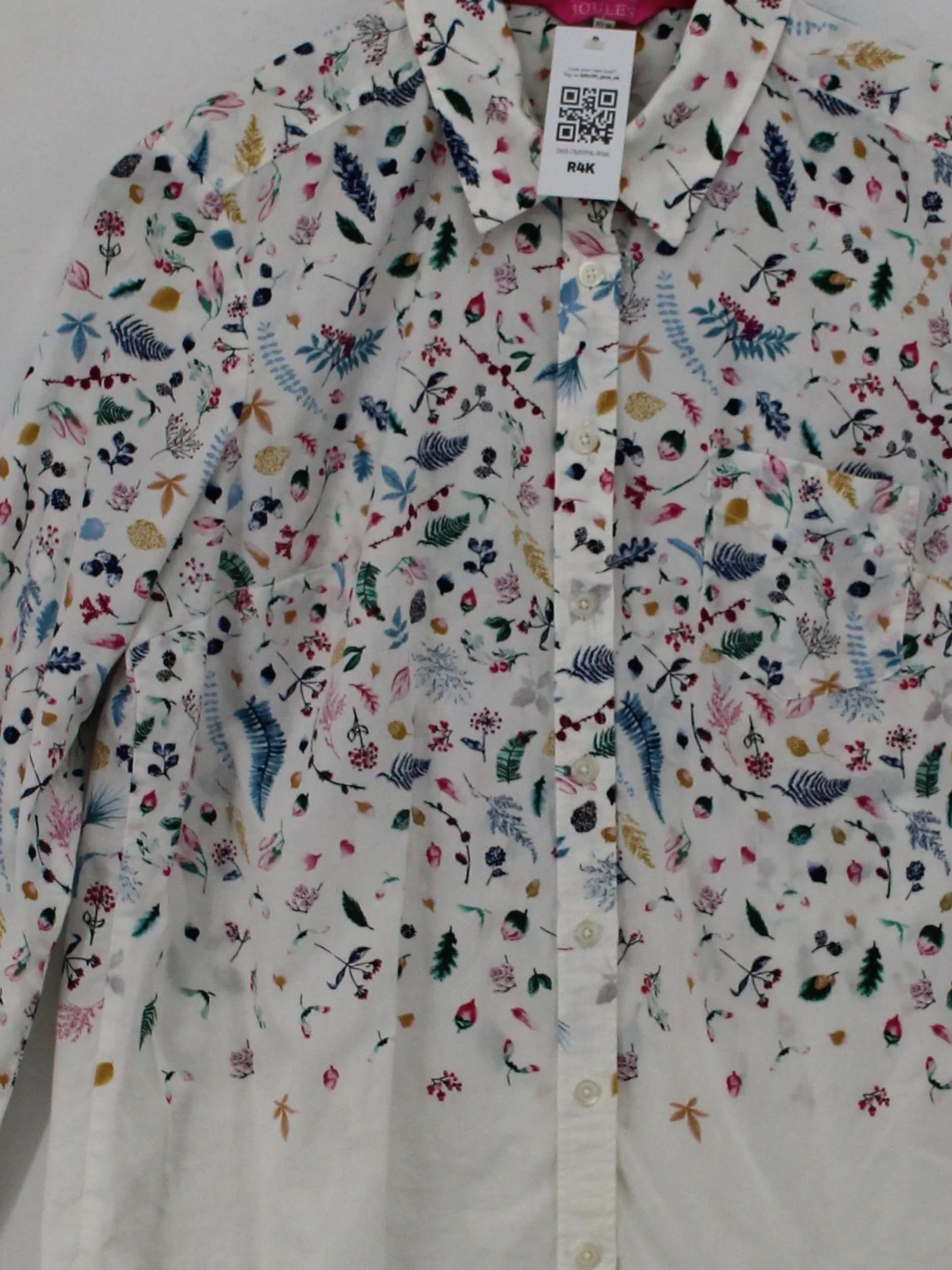 Joules Women's Shirt UK 10 Multi Floral 100% Cotton Long Sleeve Collared Basic - Image 3