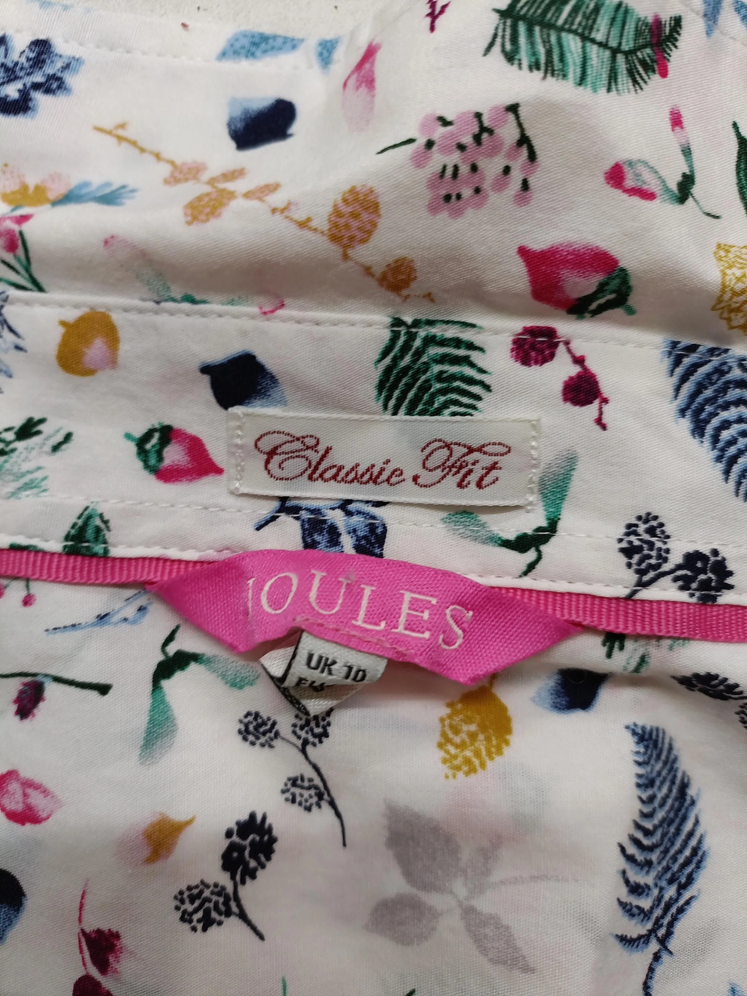 Joules Women's Shirt UK 10 Multi Floral 100% Cotton Long Sleeve Collared Basic - Image 5