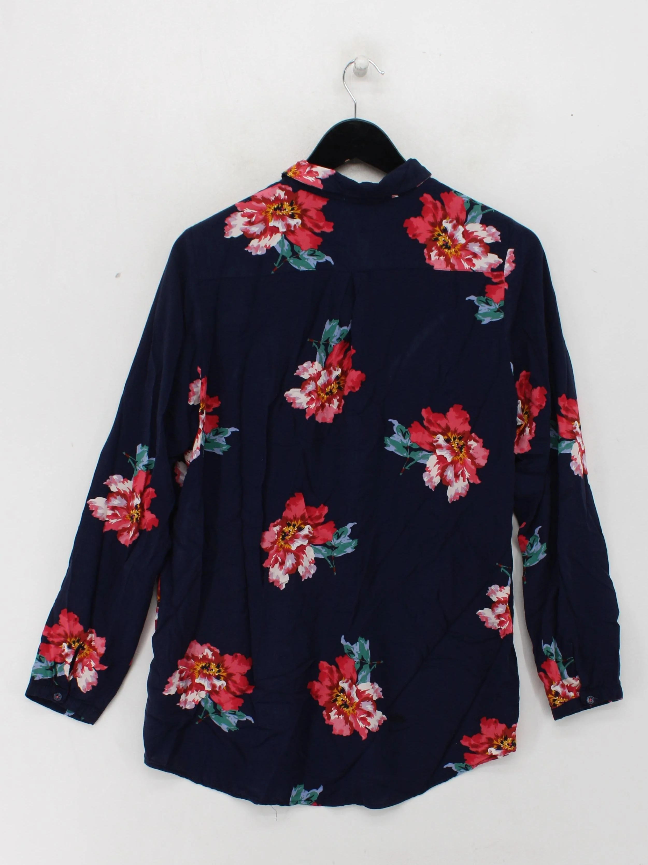Joules Women's Shirt UK 14 Blue Floral 100% Viscose Long Sleeve Collared Basic - Image 2