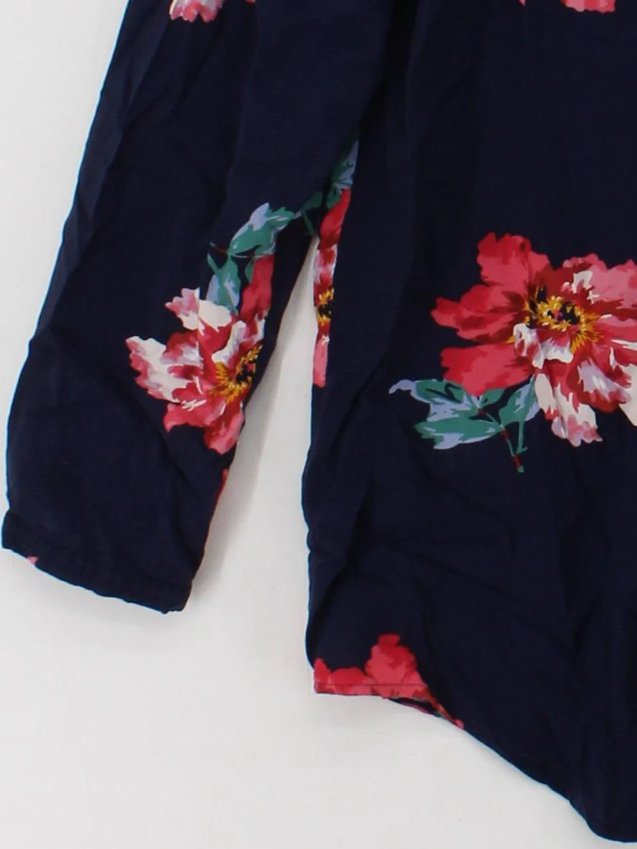 Joules Women's Shirt UK 14 Blue Floral 100% Viscose Long Sleeve Collared Basic - Image 4