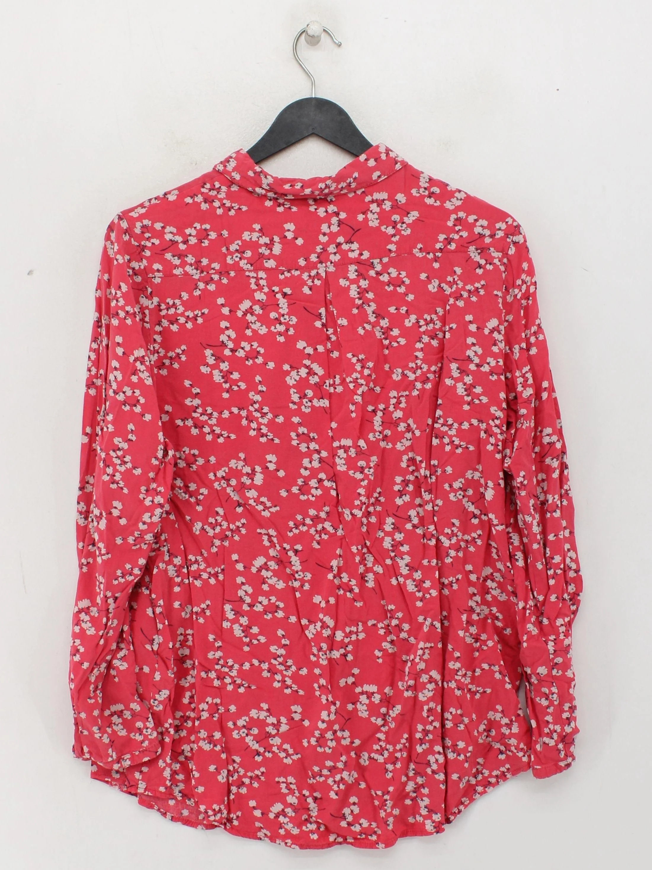 Joules Women's Shirt UK 14 Red Floral 100% Viscose Long Sleeve Collared Basic - Image 2