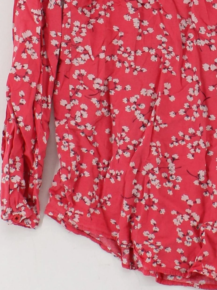 Joules Women's Shirt UK 14 Red Floral 100% Viscose Long Sleeve Collared Basic - Image 4