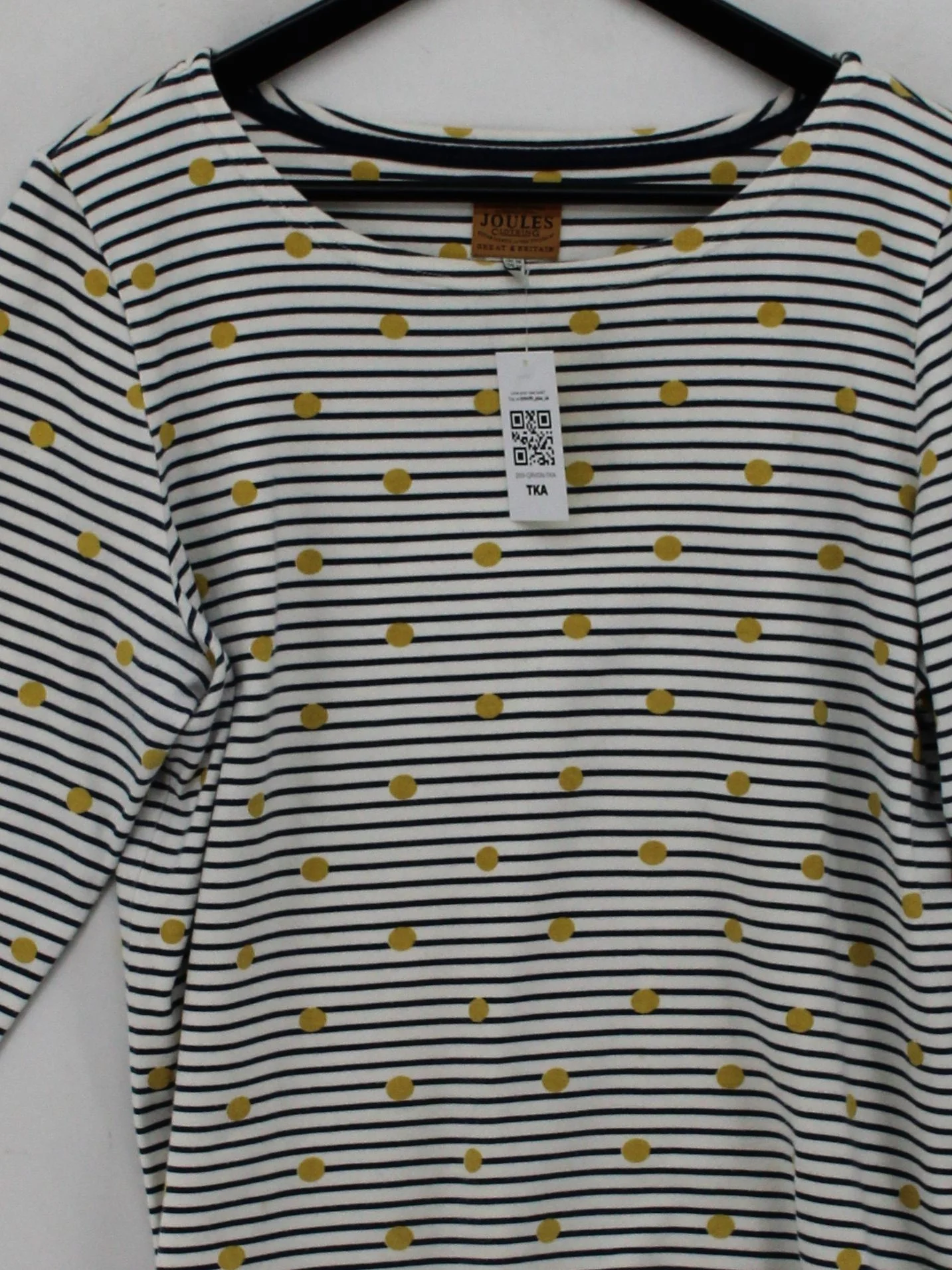 Joules Women's Shirt UK 16 Multi Striped 100% Cotton 3/4 Sleeve Round Neck Basic - Image 3