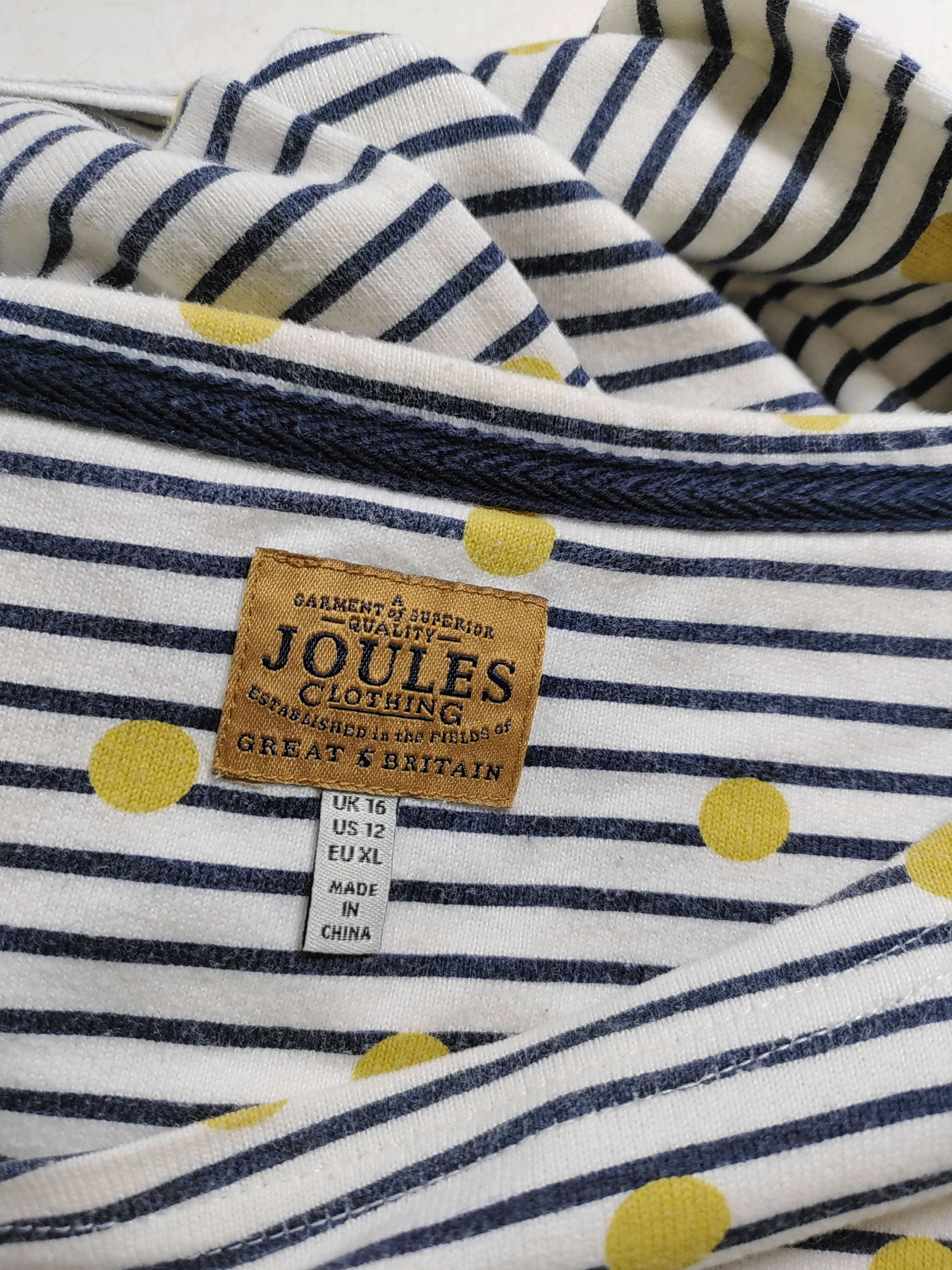 Joules Women's Shirt UK 16 Multi Striped 100% Cotton 3/4 Sleeve Round Neck Basic - Image 6