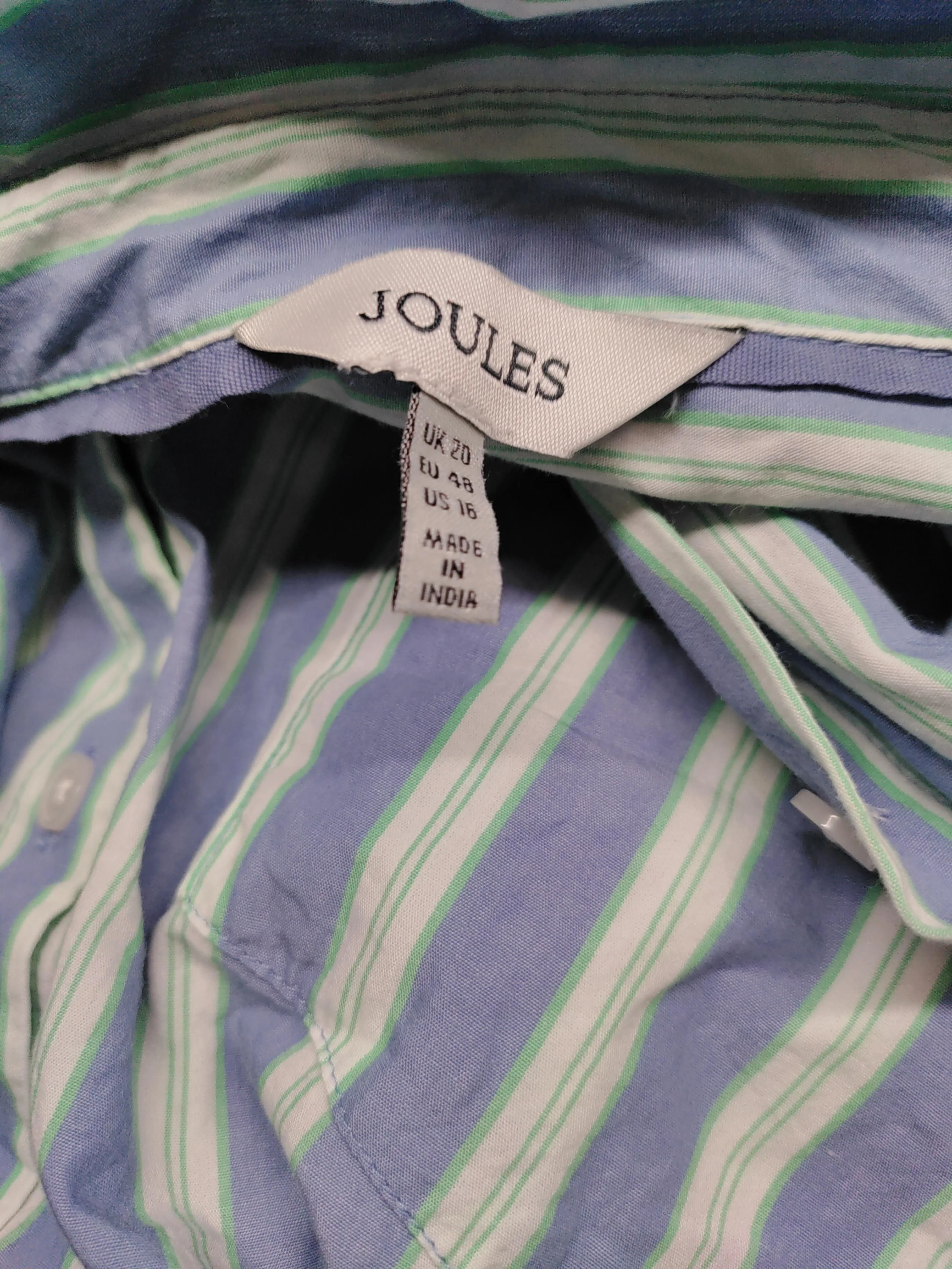 Joules Women's Shirt UK 20 Multi Striped 100% Cotton Long Sleeve Collared Basic - Image 5