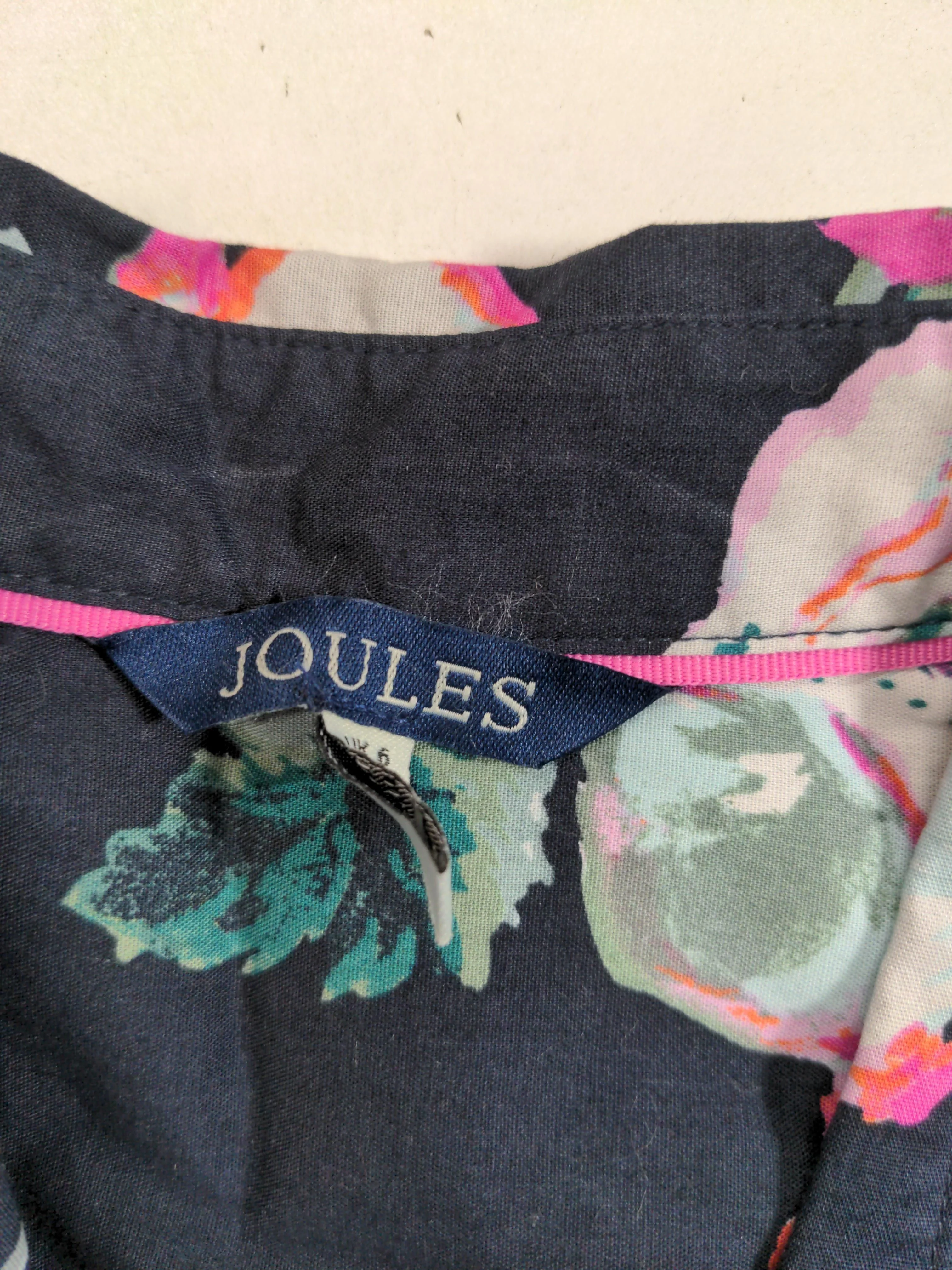 Joules Women's Shirt UK 6 Blue Floral 100% Cotton Long Sleeve Collared Basic - Image 5